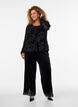 Meshbluse mit Blumenmuster und offener Front, Schwarz, Model image number 1