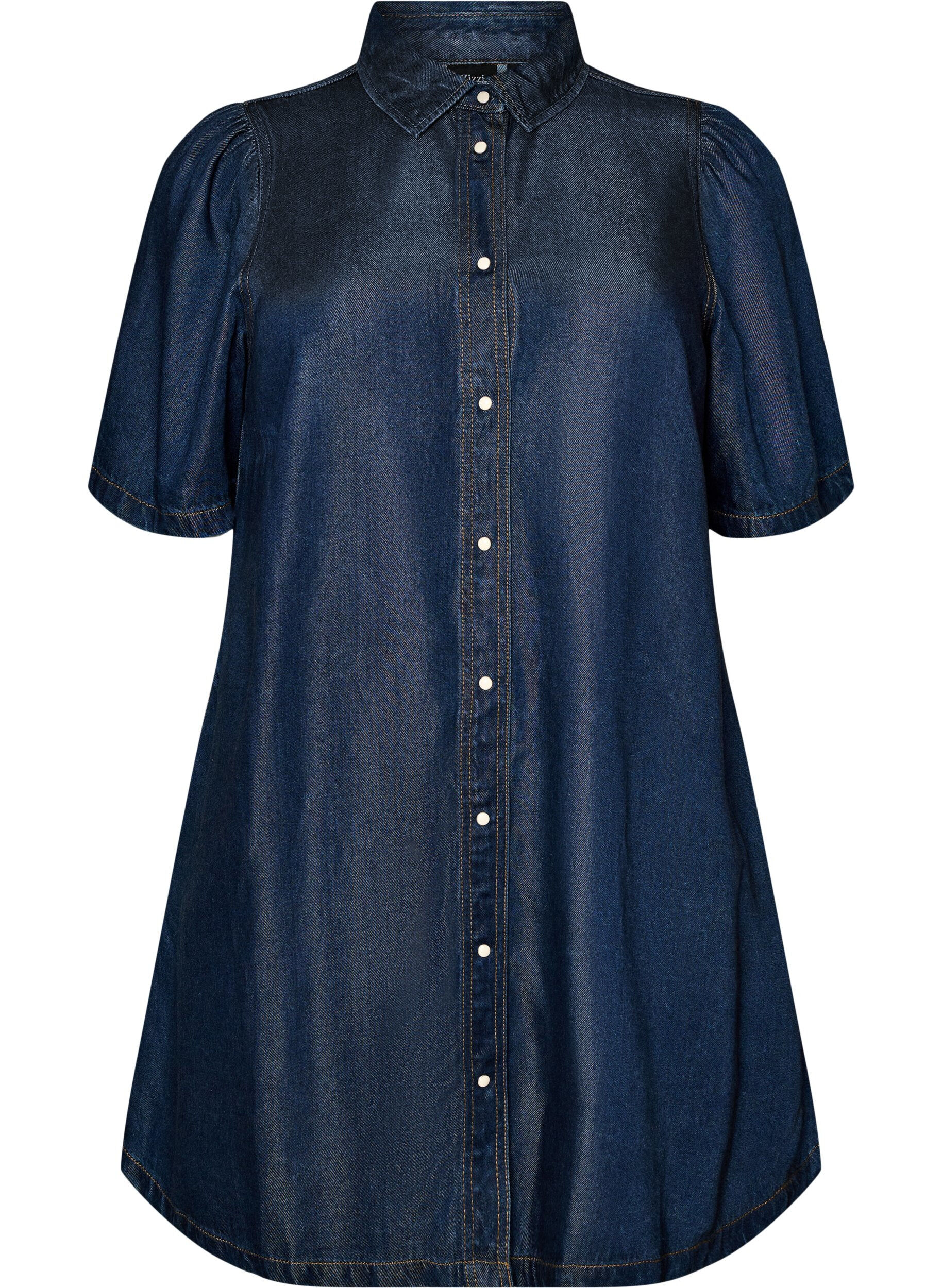 Jeanskleid aus Lyocell mit Kn&ouml;pfen und kurzen &Auml;rmeln