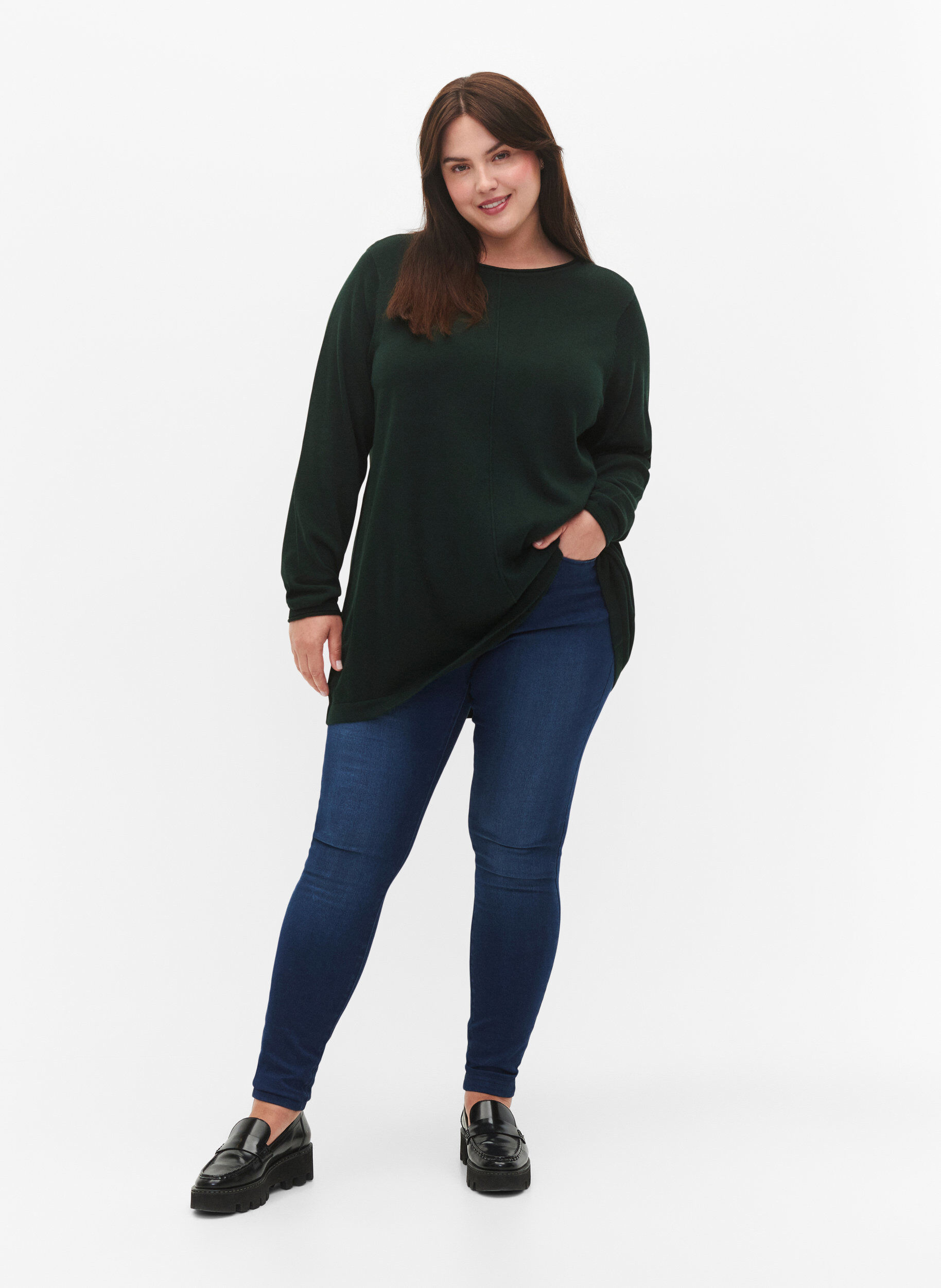 ZizziGestrickte Bluse aus Baumwoll-Viskose-Mischung, Gr&uuml;n, Model image number 1