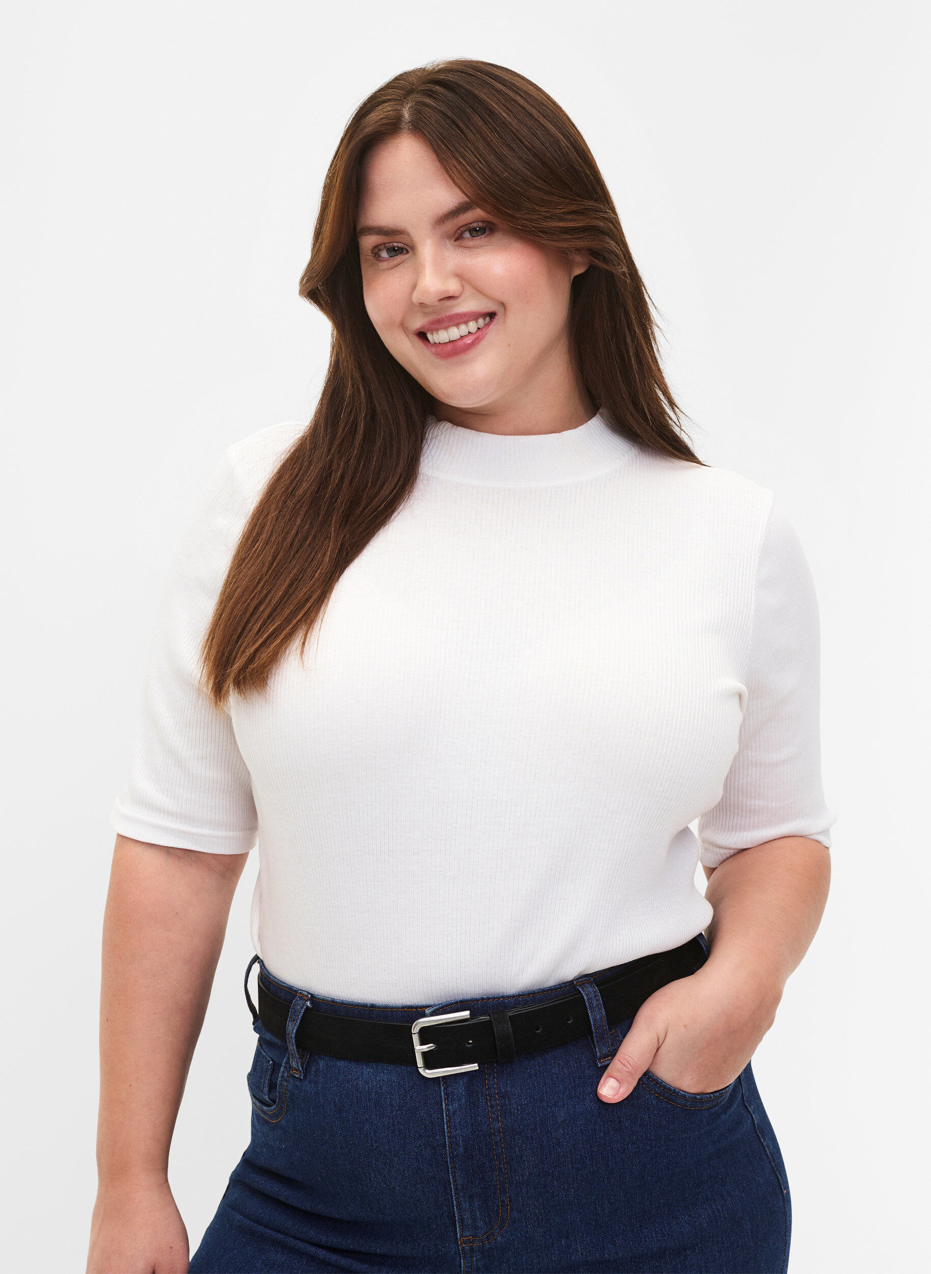 Zizzi Ceinture en cuir m&eacute;lang&eacute;, Noir, Model image number 0