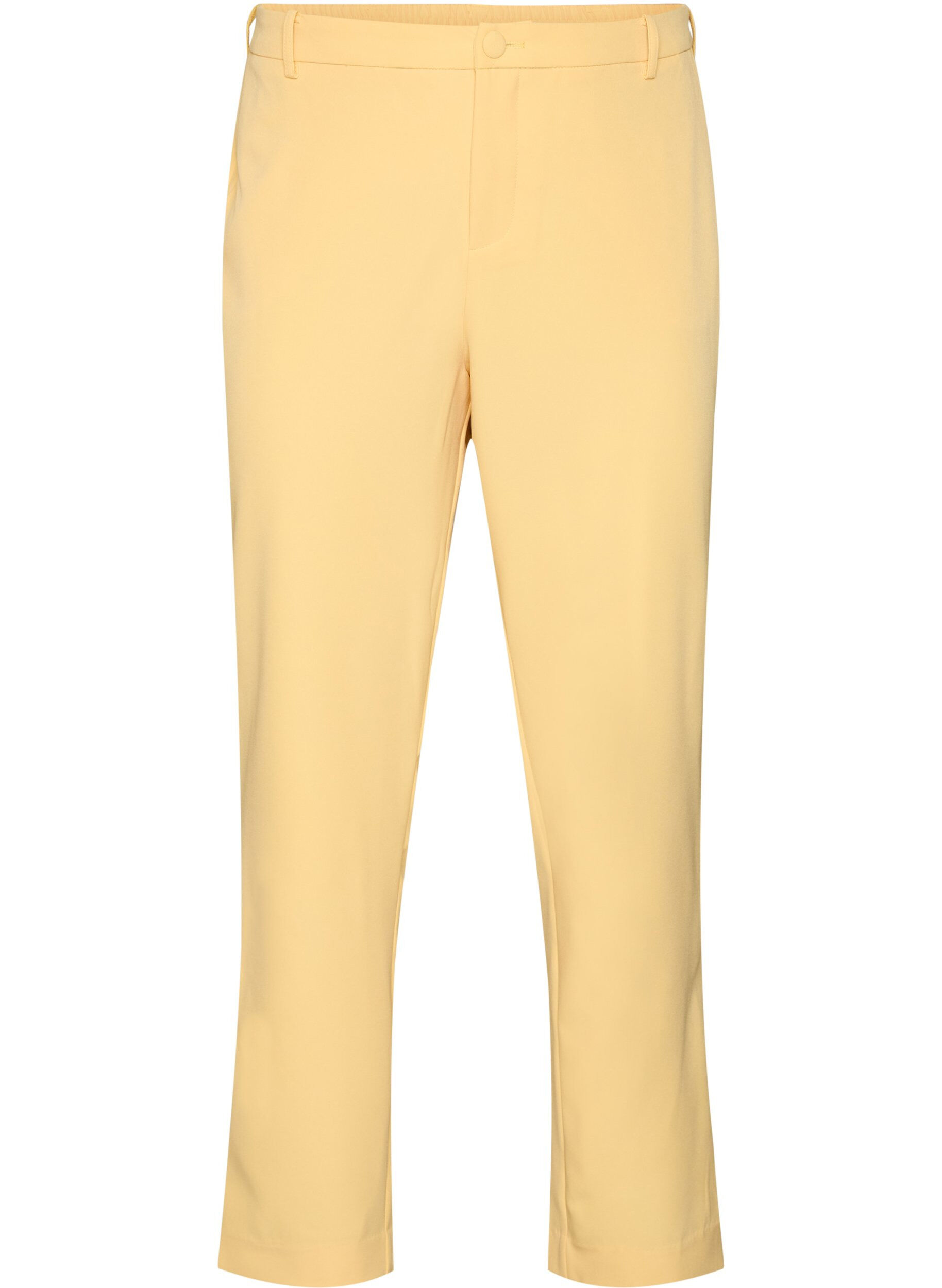 Zizzi Pantalon avec poches et jambes droites, Jaune clair, Packshot image number 0