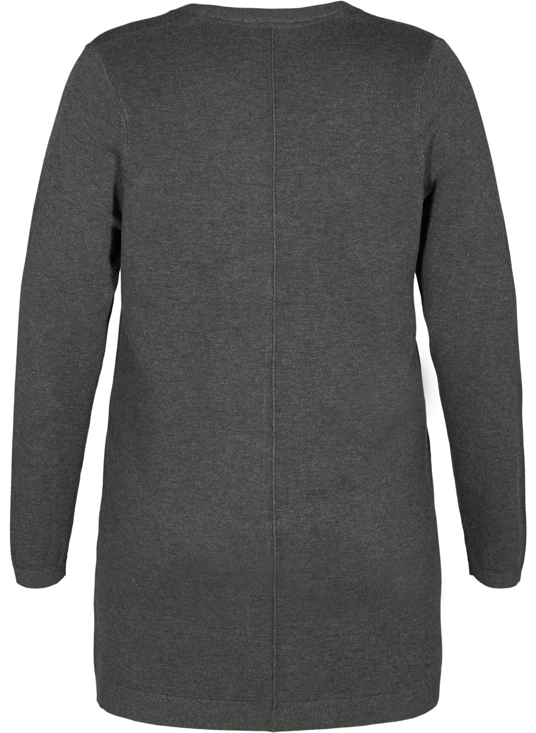 Zizzi Lange Strickjacke aus einer Viskosemischung, Grau, Packshot image number 1
