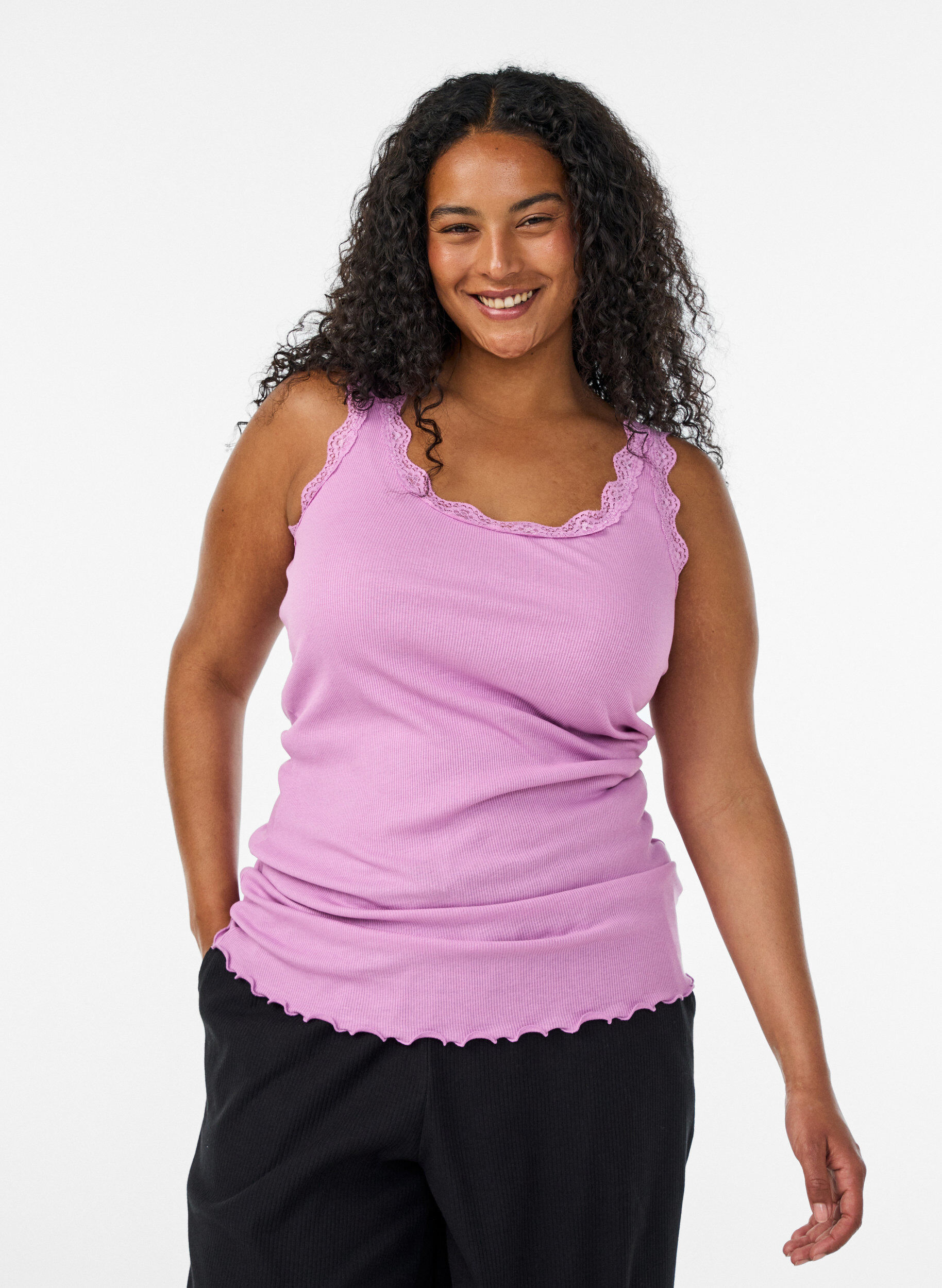 ZizziHaut &agrave; dentelle, Mauve, Model image number 0