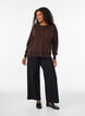 Cardigan en maille fine avec col rond, Marron, Model image number 1