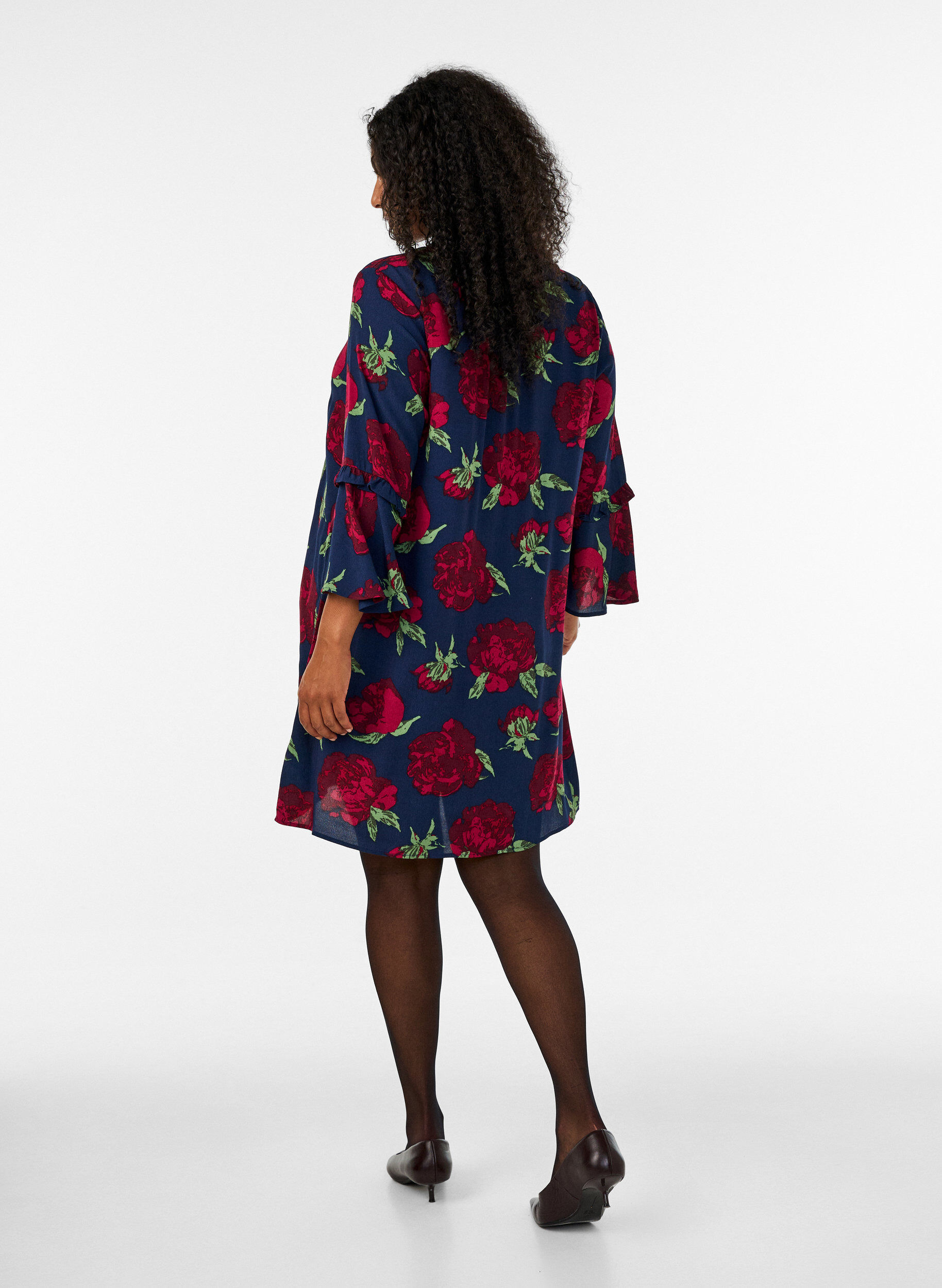 ZizziRobe fleurie en viscose avec volants, Bleu, Model image number 2