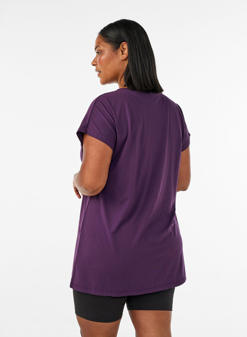 T-shirt long de sport, Violet, Model image number 2