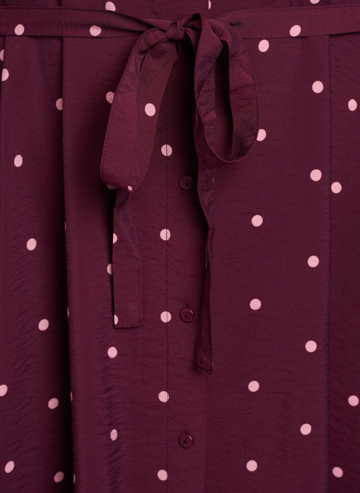 Midikleid aus Hemd mit Polka Dots, Rot, Packshot image number 3