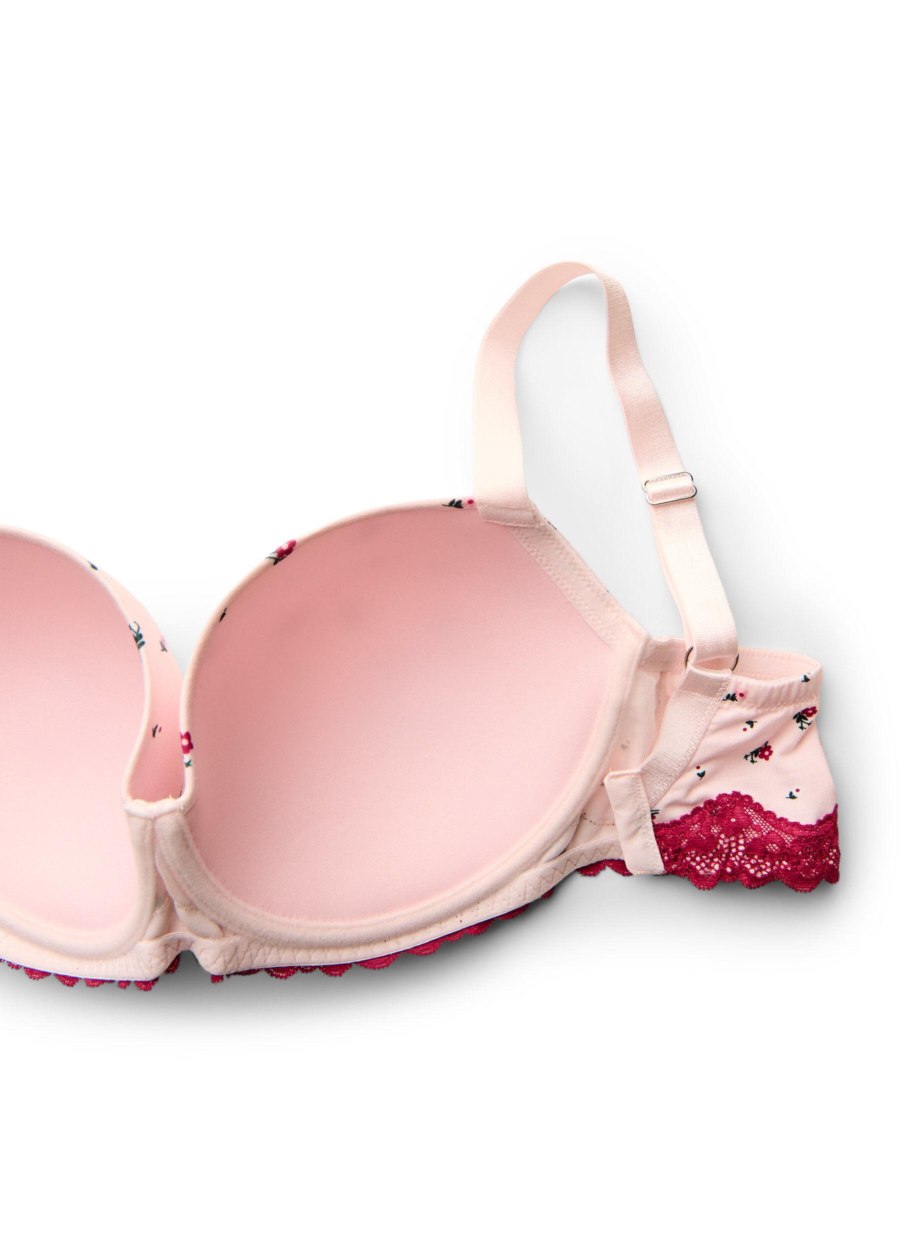 ZizziSoutien-gorge coqu&eacute; &agrave; imprim&eacute; floral et dentelle, Rose, Packshot image number 3