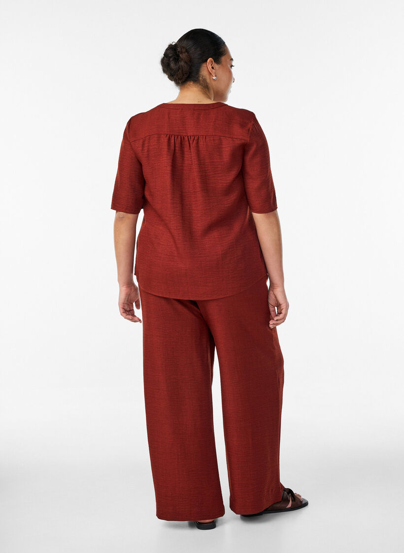 Lockere Hose mit elastischem Bund und Taschen, Rot, Model image number 1