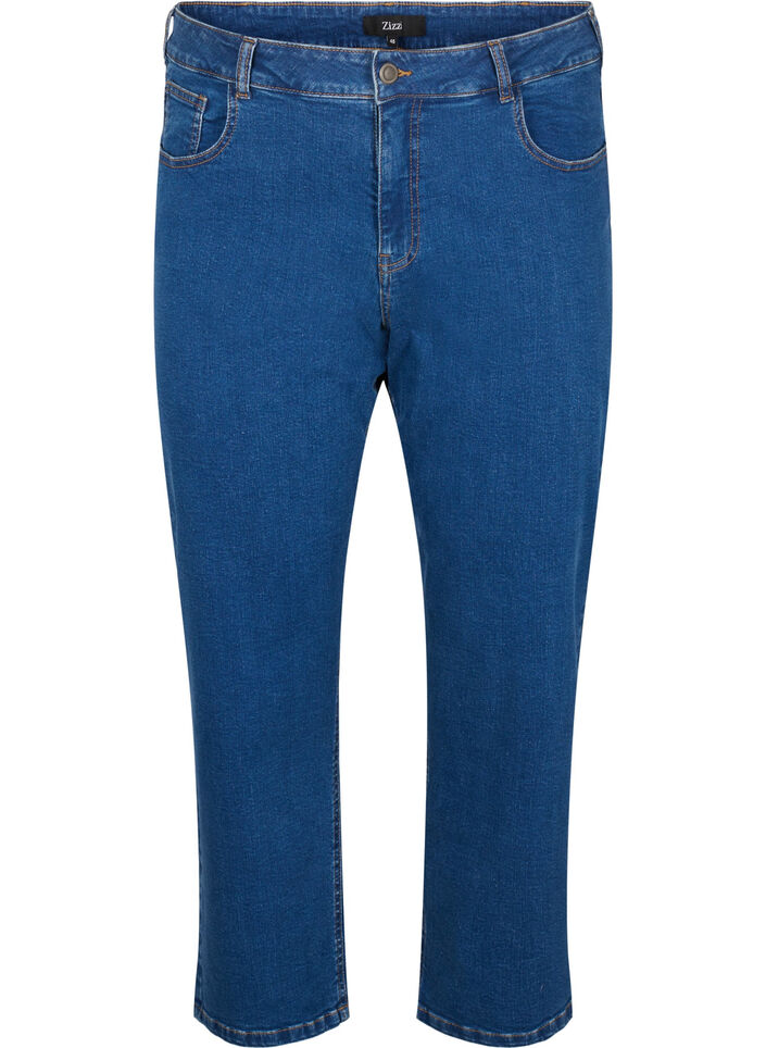 Vera jeans cropped &agrave; coupe droite, Bleu, Packshot image number 0