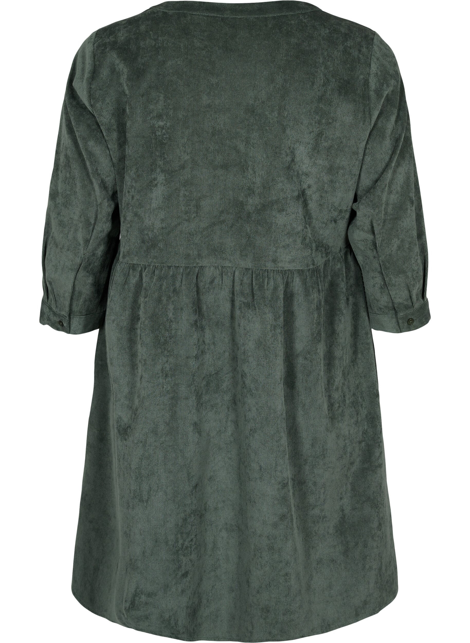 Zizzi Robe en velours avec manches 3/4 et boutons, Deep Forest, Packshot image number 1