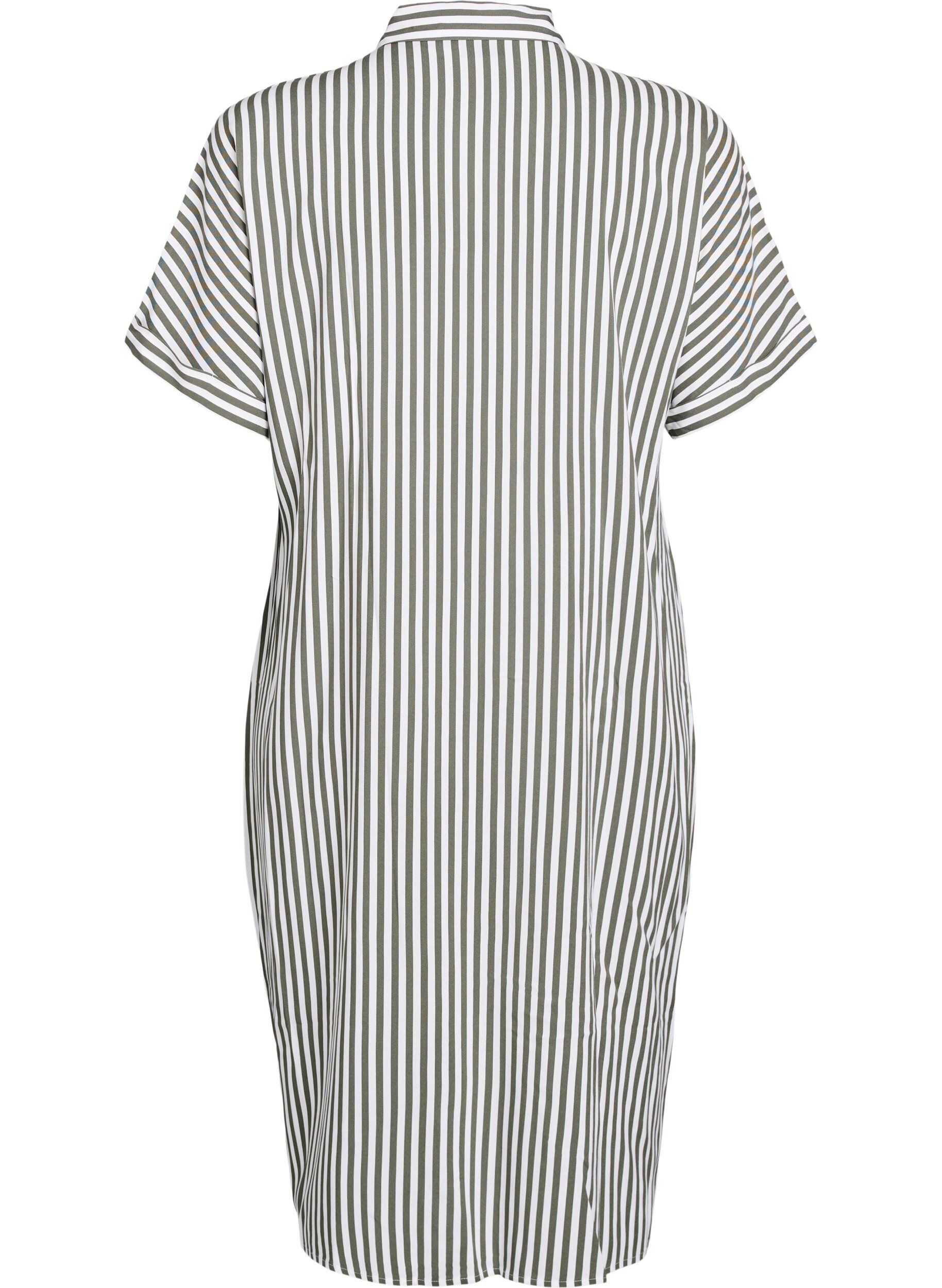 ZizziLanges Hemdkleid mit kurzen &Auml;rmeln, Gr&uuml;n, Packshot image number 1