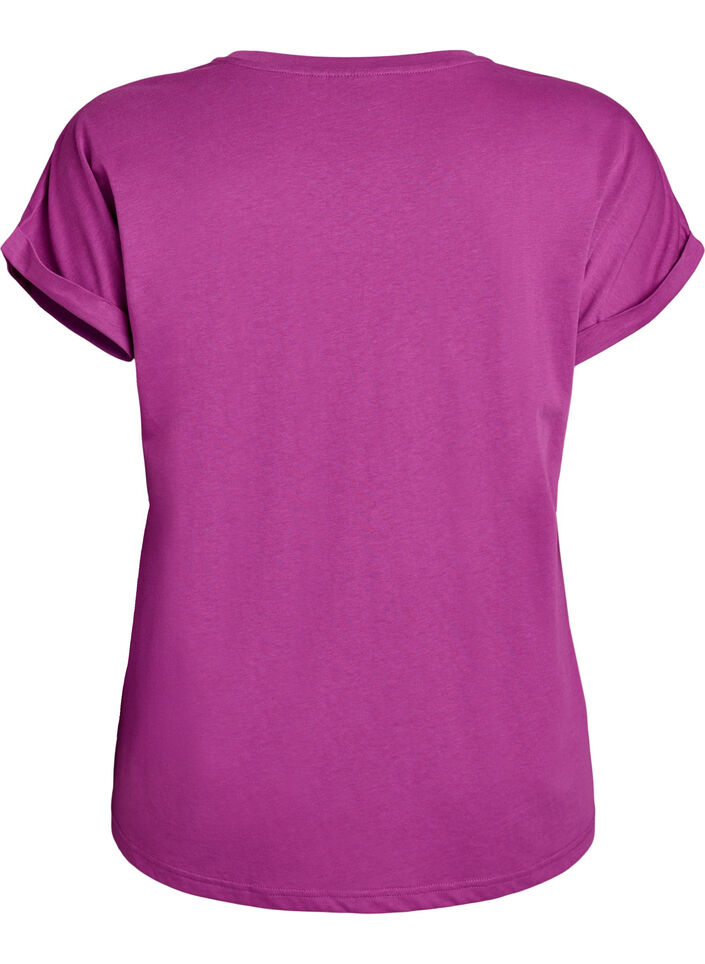 Kurz&auml;rmeliges T-Shirt aus einer Baumwollmischung, Lila, Packshot image number 1