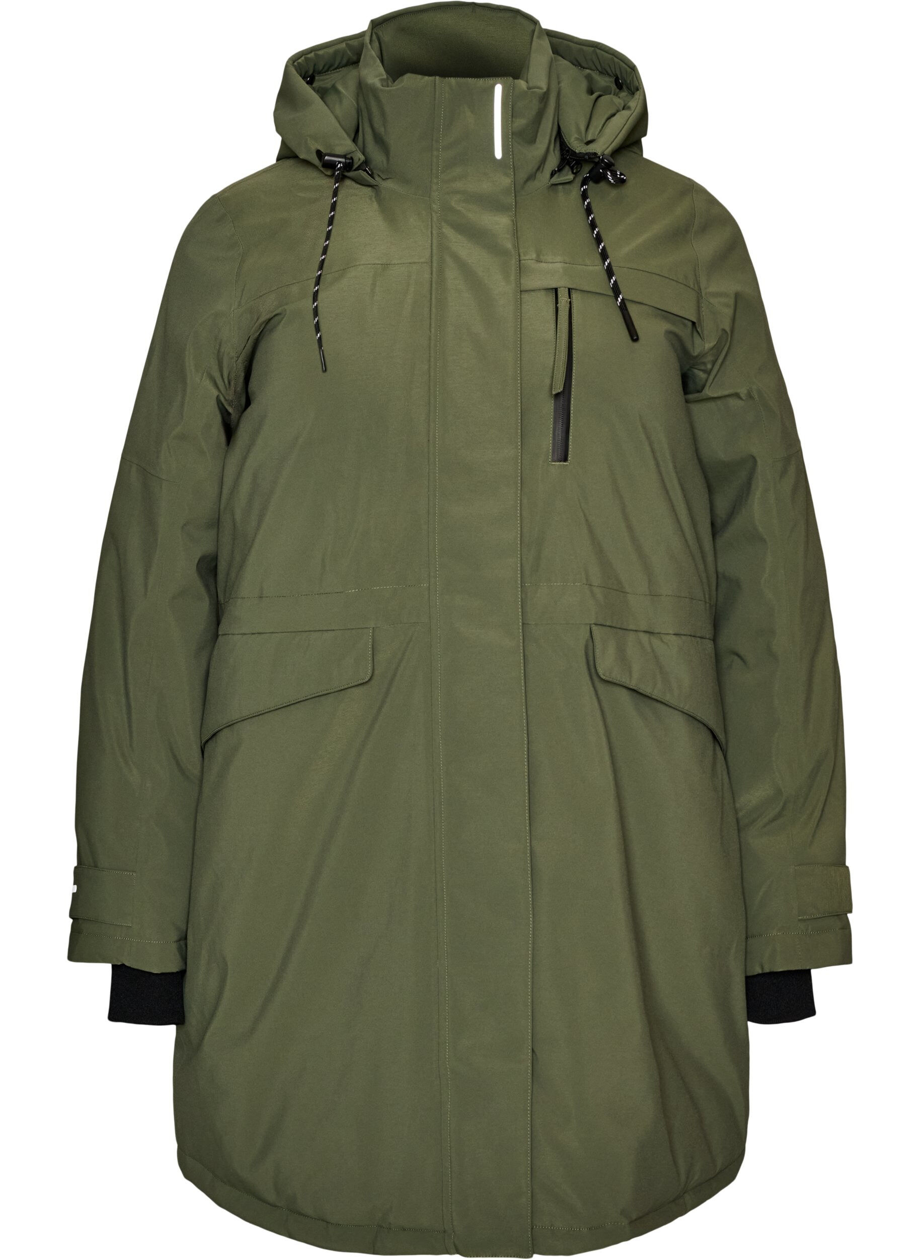ZizziWasserabweisender Parka mit Kapuze und funktionalen Details, Gr&uuml;n, Packshot image number 0