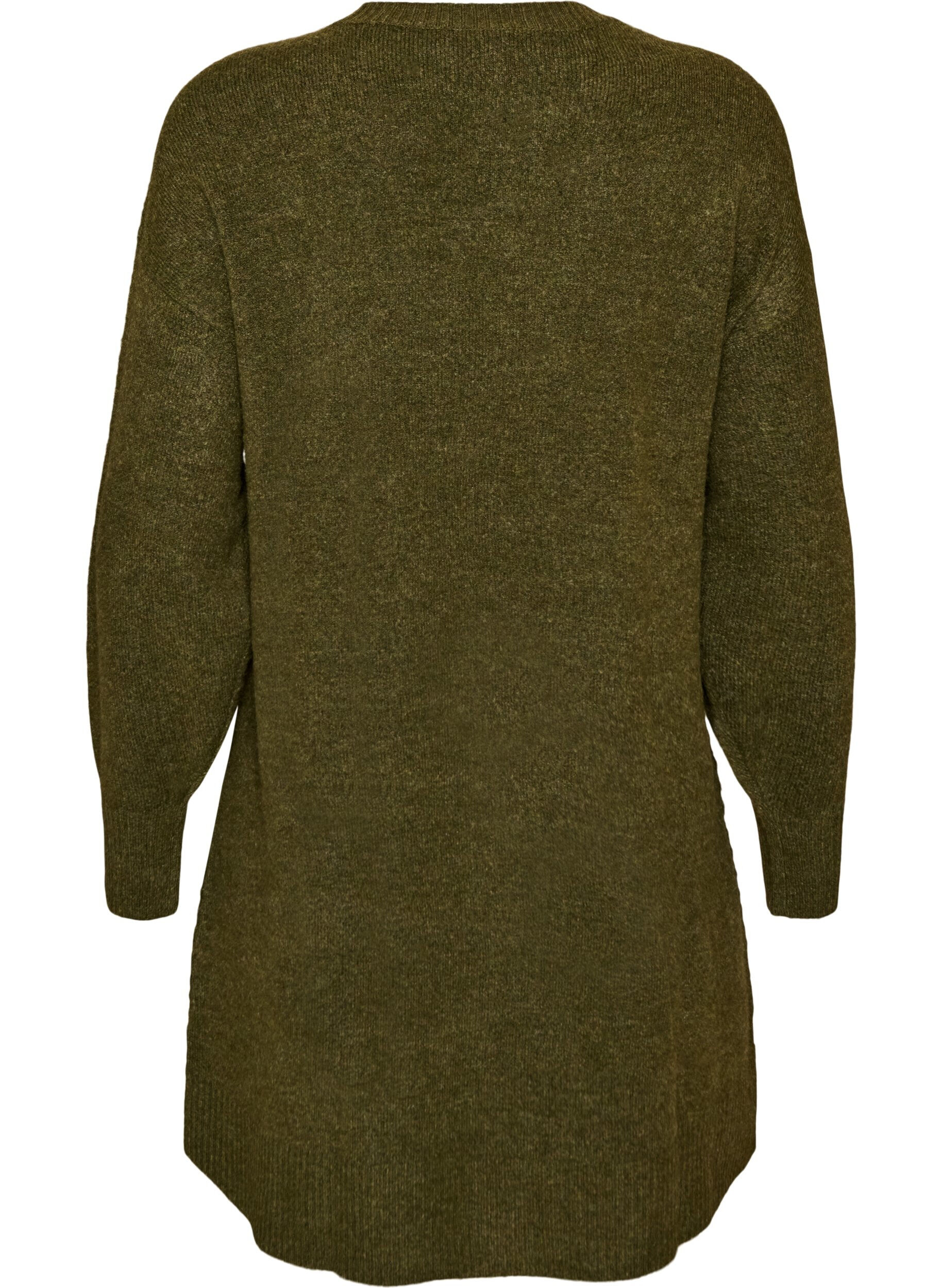 ZizziRobe courte en maille avec un motif textur&eacute; en V, Vert fonc&eacute;, Packshot image number 1