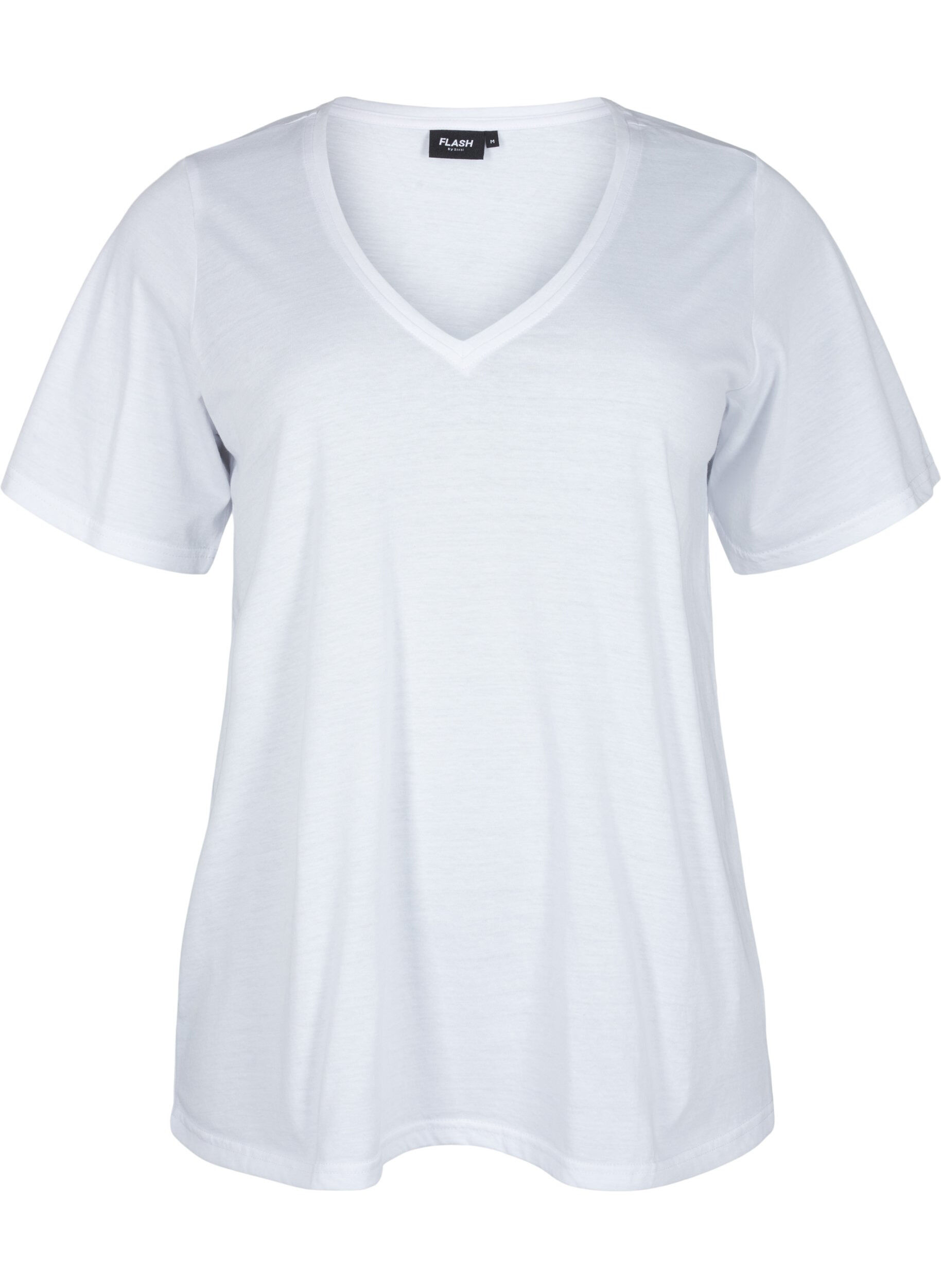 Zizzi FLASH - T-shirts 2-pack &agrave; col en V, White/Black, Packshot image number 2