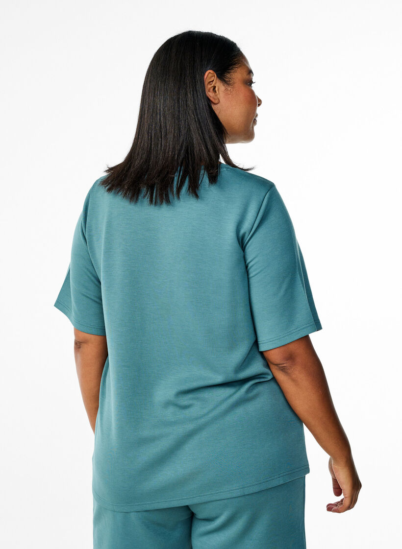 T-shirt en modal m&eacute;lang&eacute;, Vert, Model image number 2