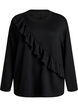 Bluse aus Jersey mit diagonalem R&uuml;schendetail, Schwarz, Packshot image number 0