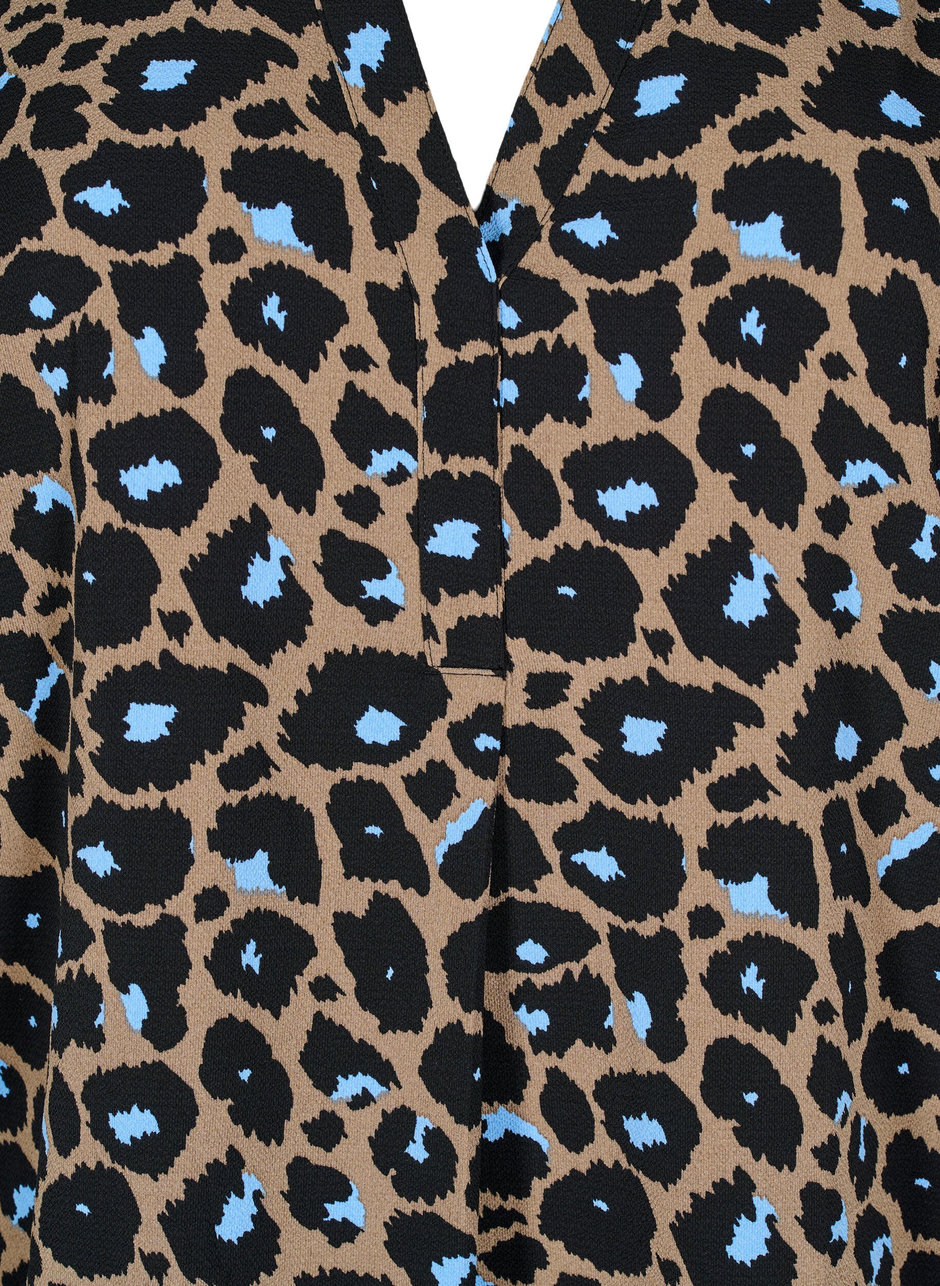 Zizzi Bluse mit kurzen &Auml;rmeln und V-Ausschnitt, Braun, Packshot image number 2