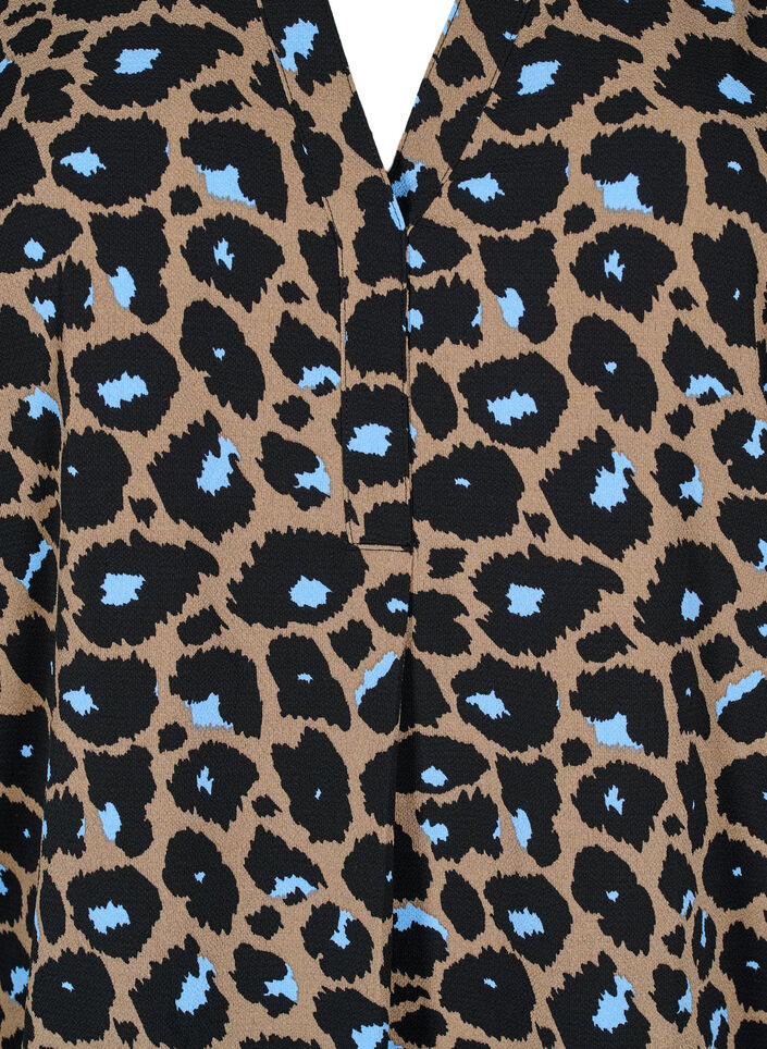 Bluse mit kurzen Ärmeln und V-Ausschnitt, Braun, Packshot image number 2