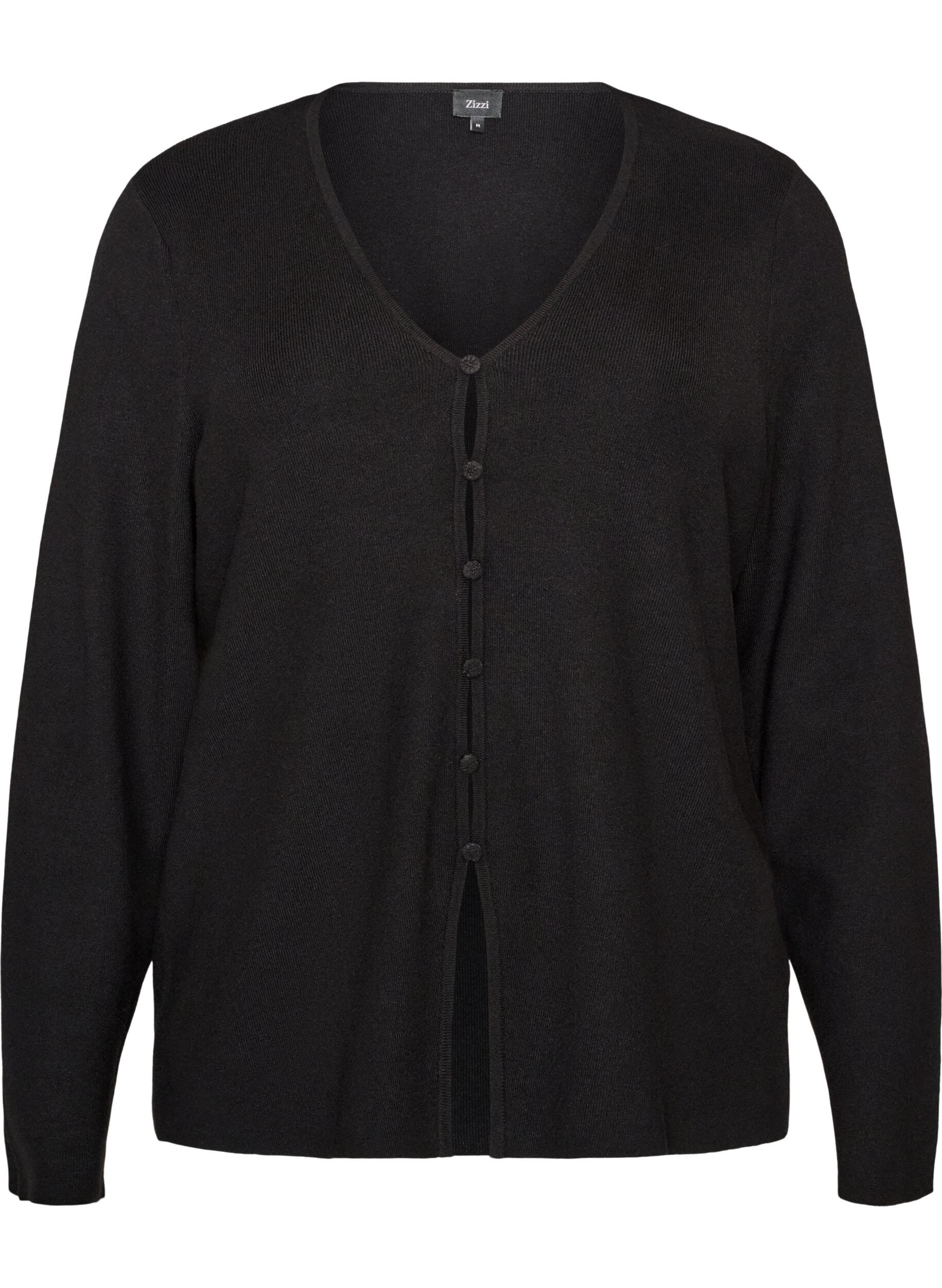 Strickjacke aus Feinstrick mit stoffbezogenen Kn&ouml;pfen