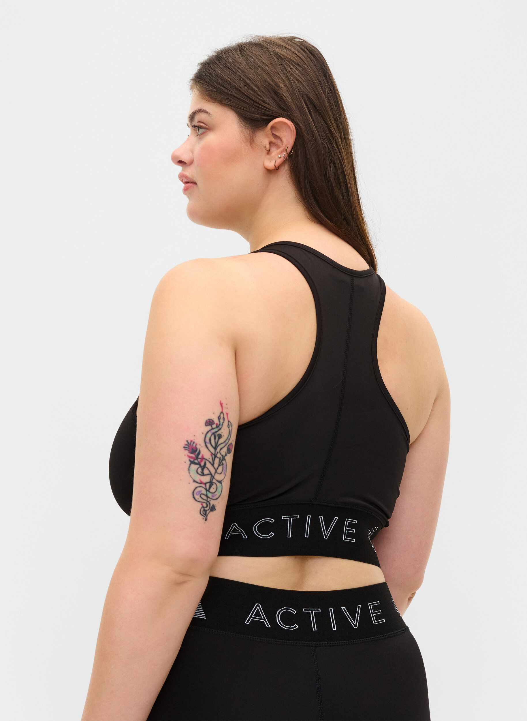 Zizzi Sport-BH mit Textdruck, Black, Model image number 1