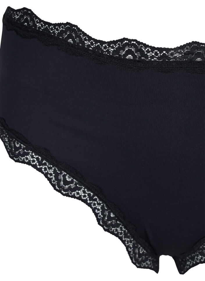 2-pack Brasilianischer Slip mit Spitze, Black, Packshot image number 2