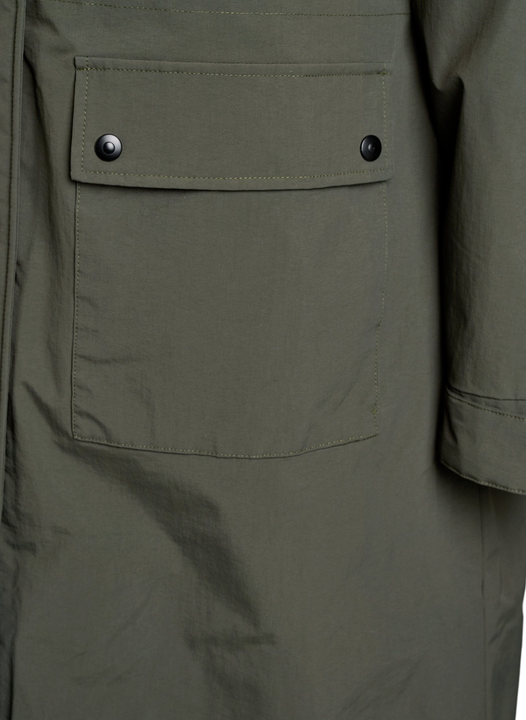 Zizzi Parka avec capuche et taille r&eacute;glable, Vert Kaki, Packshot image number 3