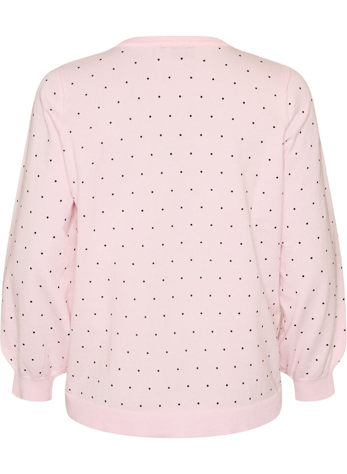Strickbluse mit kleinen Punkten, Pink, Packshot image number 1