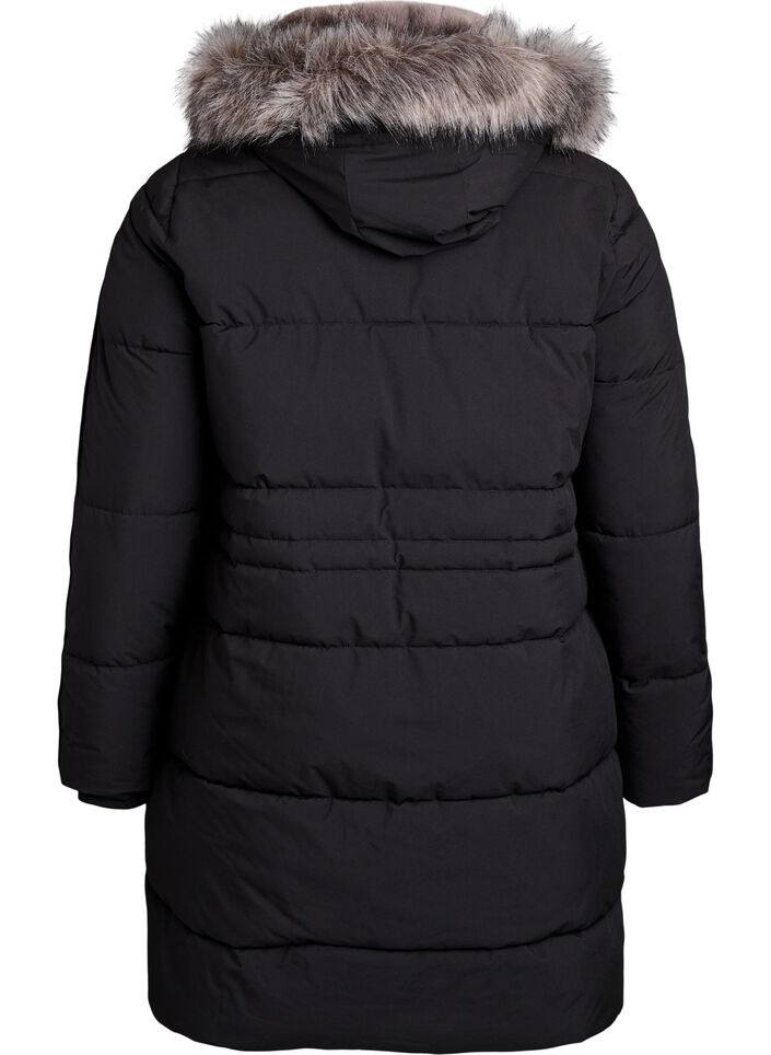 Parka déperlante avec col en fausse fourrure, Noir, Packshot image number 1