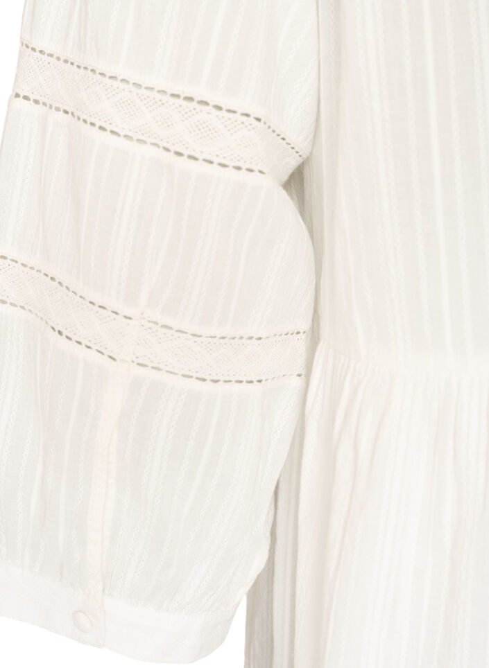 Tunique avec d&eacute;tails en broderie ajour&eacute;e et manches 3/4, Vanille, Packshot image number 3