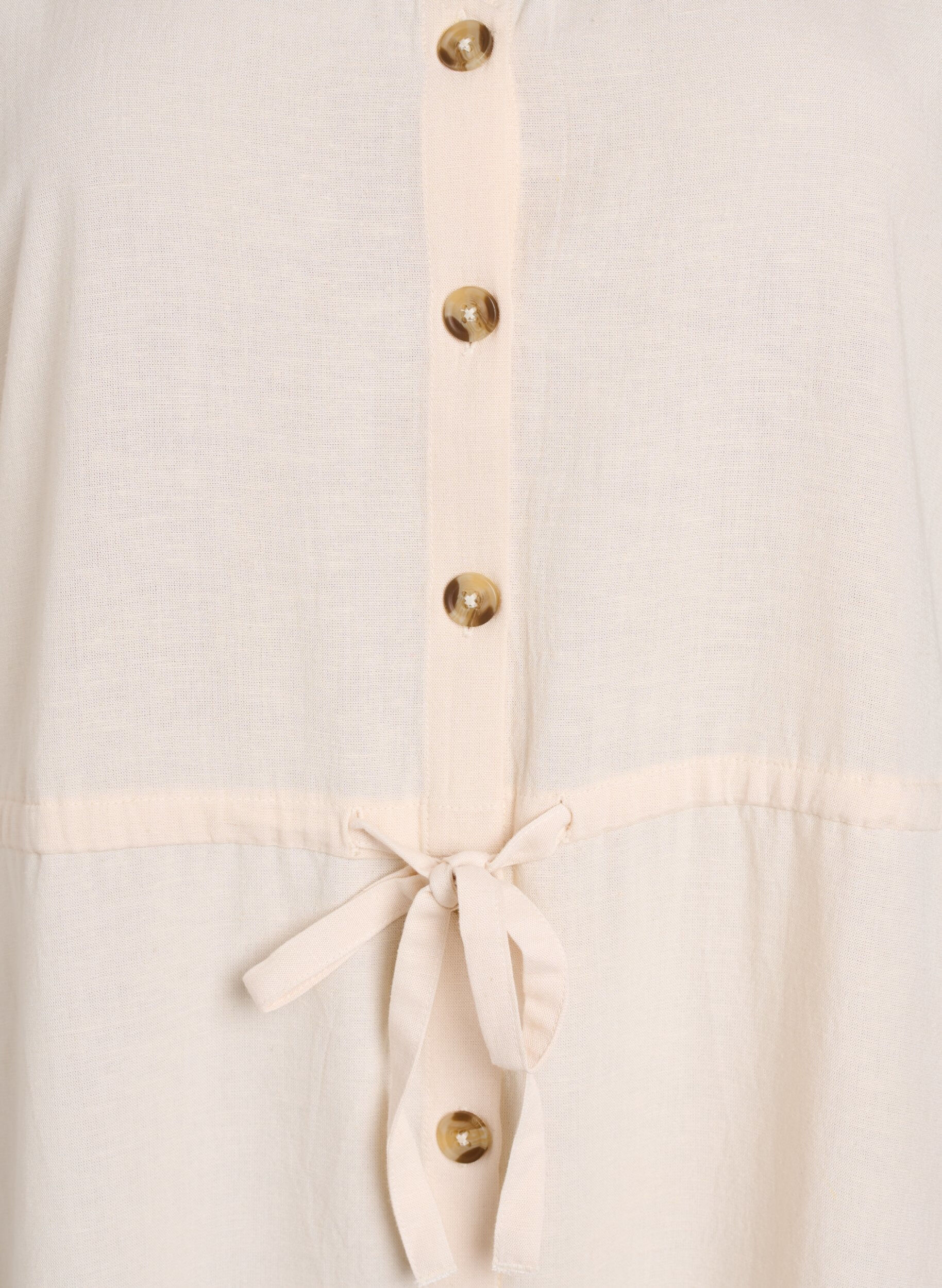 Zizzi Maxi-Kleid mit Kn&ouml;pfen und Bindeg&uuml;rtel, Vanille, Packshot image number 2