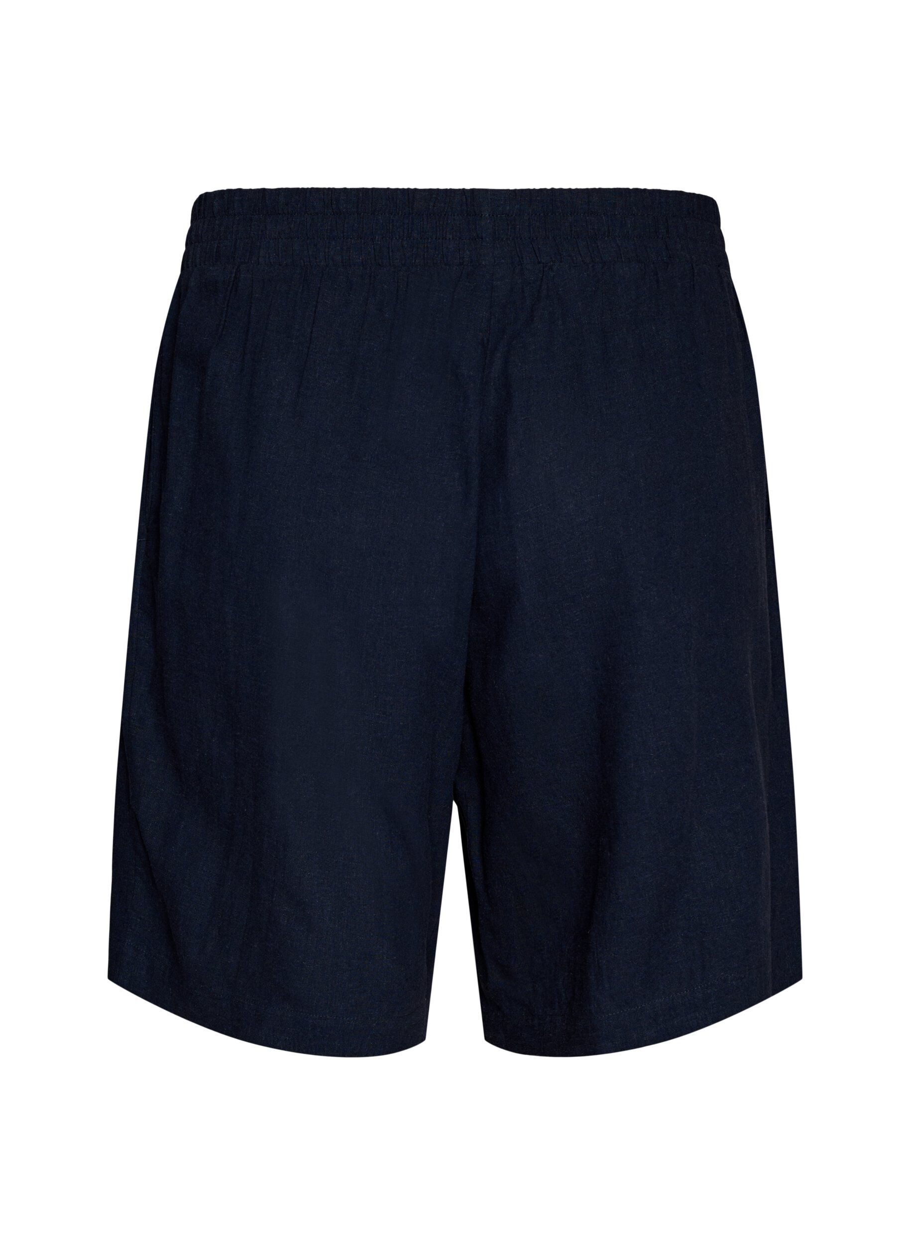 Zizzi Short taille haute en lin et viscose, Bleu, Packshot image number 1