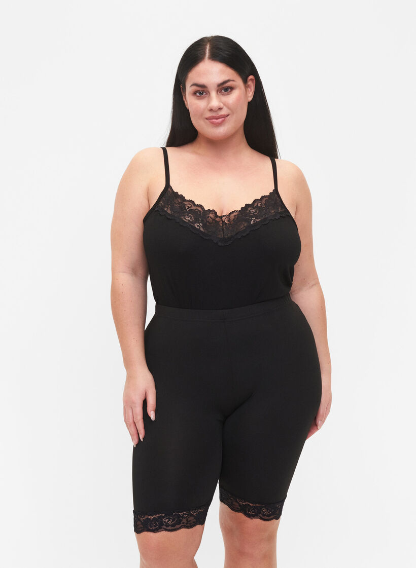 2er-Pack Radlershorts mit Spitzenbesatz, Black / Black, Model image number 0