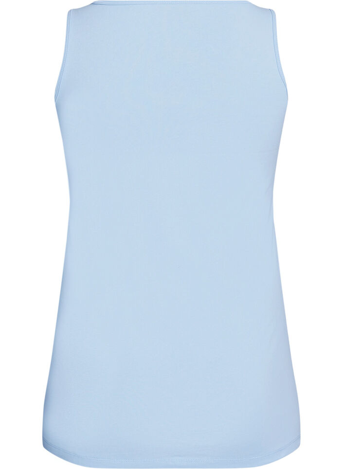 Einfarbiges Basic Top aus Baumwolle, Blau, Packshot image number 1