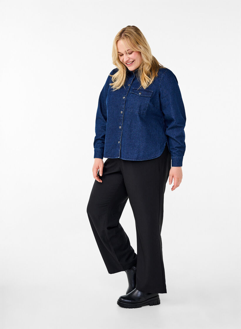 Veste en jean avec poche de poitrine, Unwashed Denim, Model image number 2