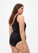 Maillot de bain à une épaule avec détails en mesh, Black, Model image number 1