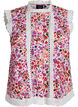 &Auml;rmellose Bluse aus Baumwolle mit Blumenprint und Broderie Anglaise, Pink, Packshot image number 0