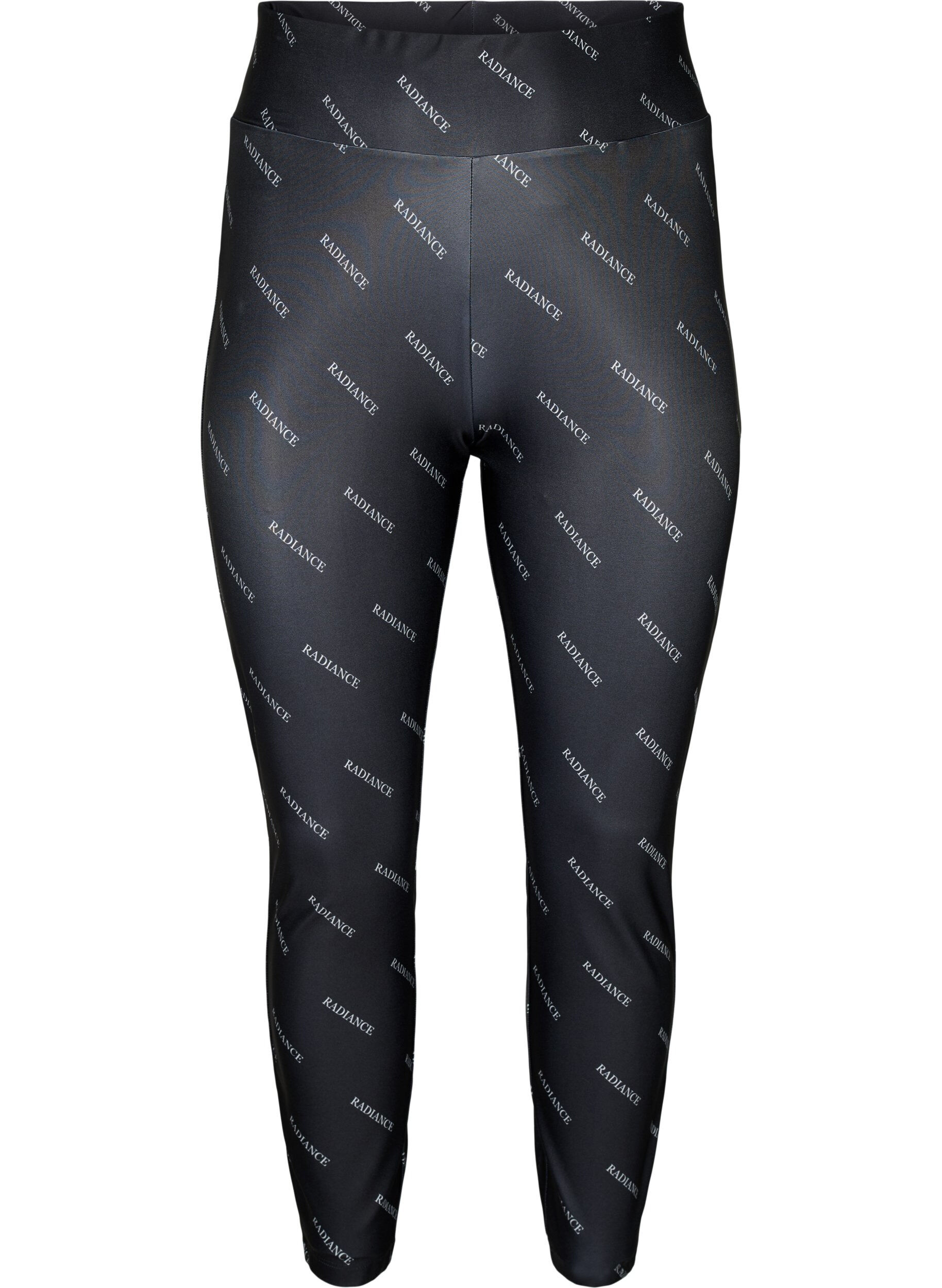 Zizzi Textdruck Leggings, Black Radiance, Packshot image number 0