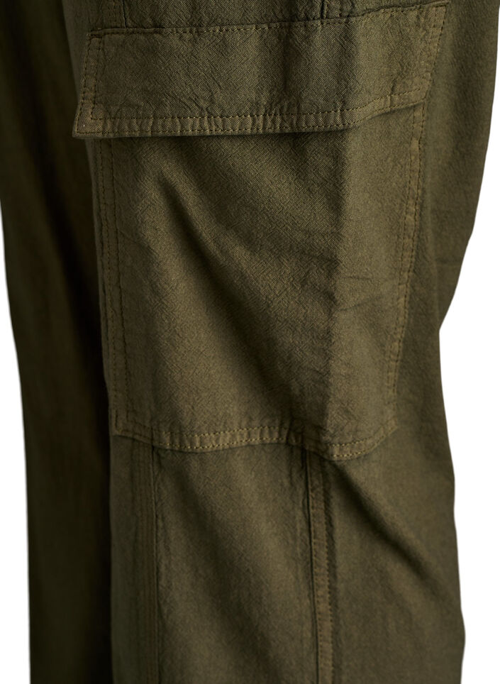 Pantalon cargo ample en coton, Vert fonc&eacute;, Packshot image number 3