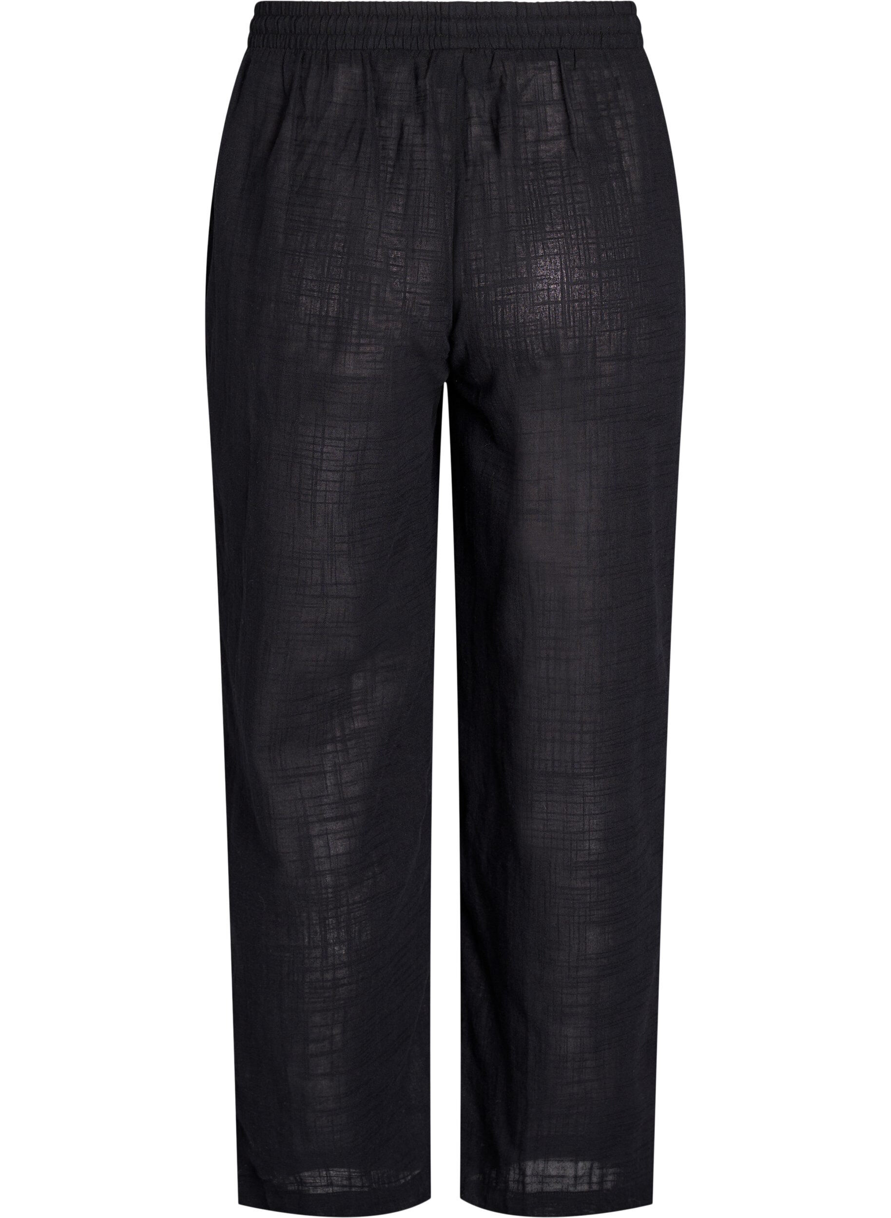 Zizzi FLASH - Gerade geschnittene Hose mit hoher Taille, Schwarz, Packshot image number 1