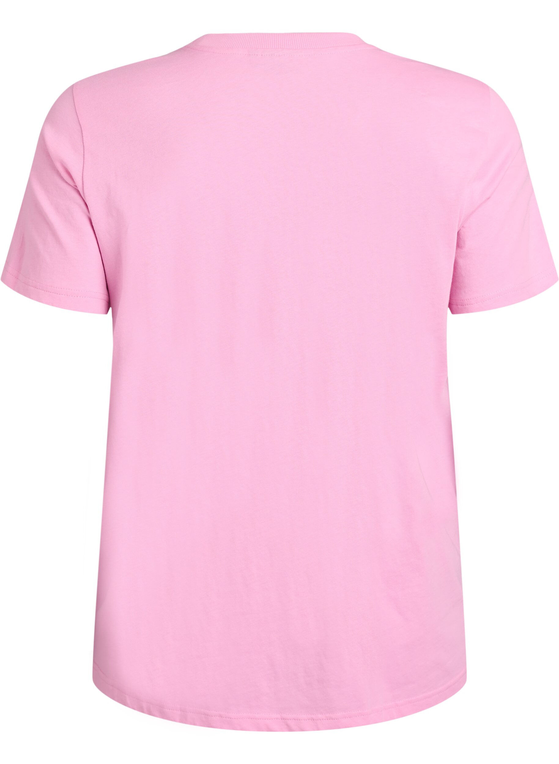 Zizzi Basic-T-Shirt aus Baumwolle mit Rundhalsausschnitt, Pink, Packshot image number 1