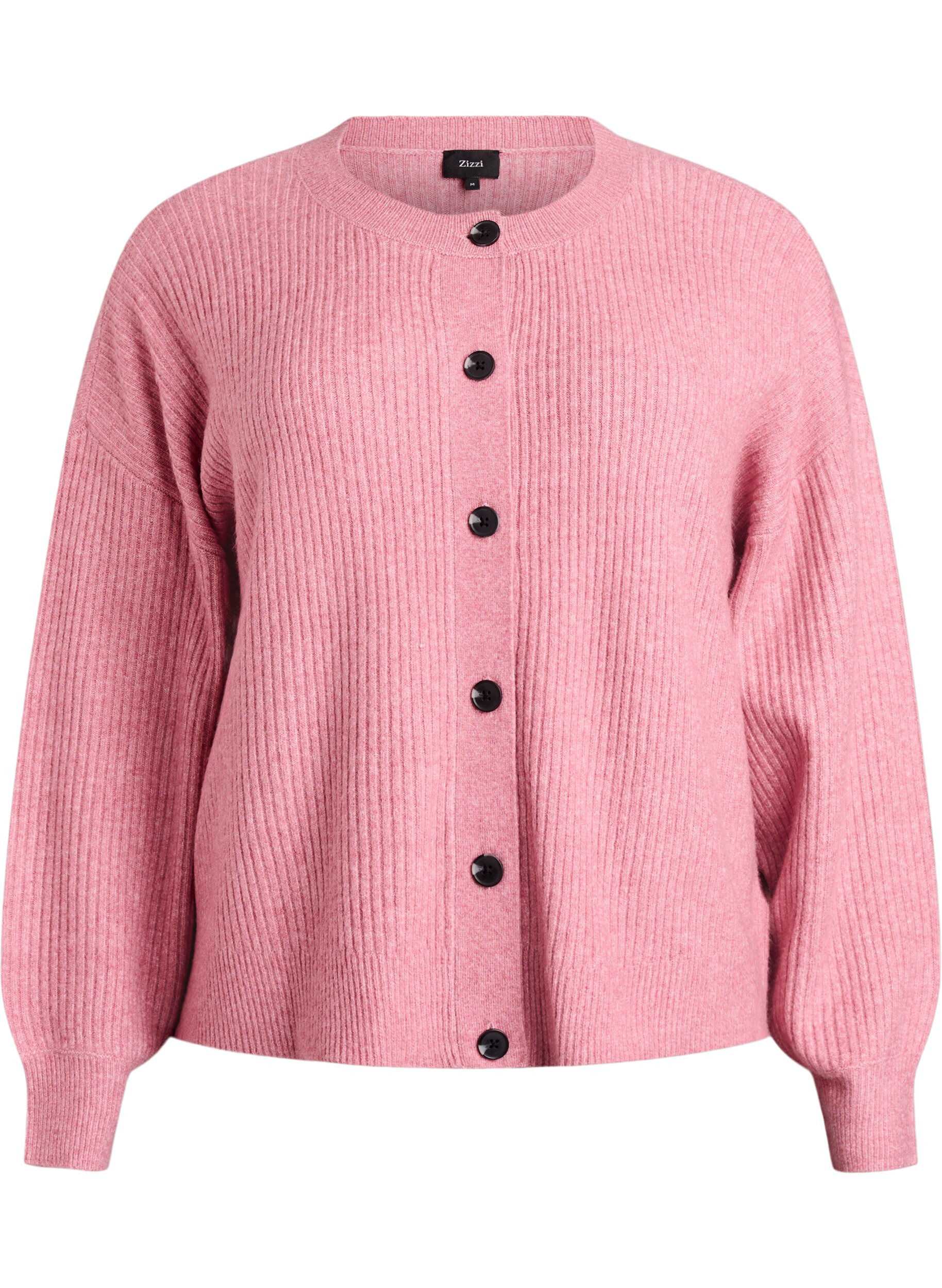 Zizzi Cardigan en tricot c&ocirc;tel&eacute; avec boutons, Rose, Packshot image number 0