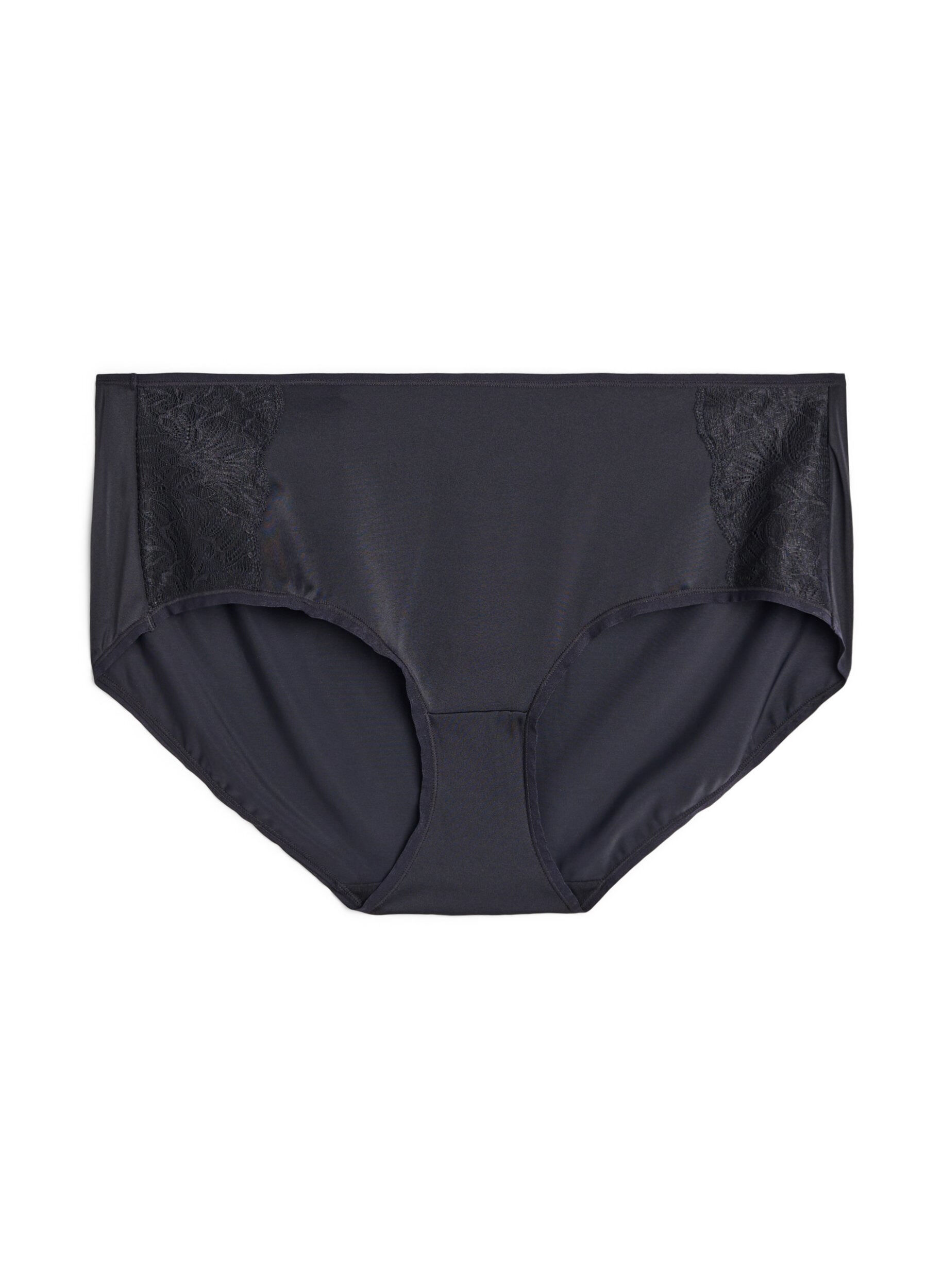 Zizzi Pack de 2 culottes avec taille r&eacute;guli&egrave;re, Noir, Packshot image number 2