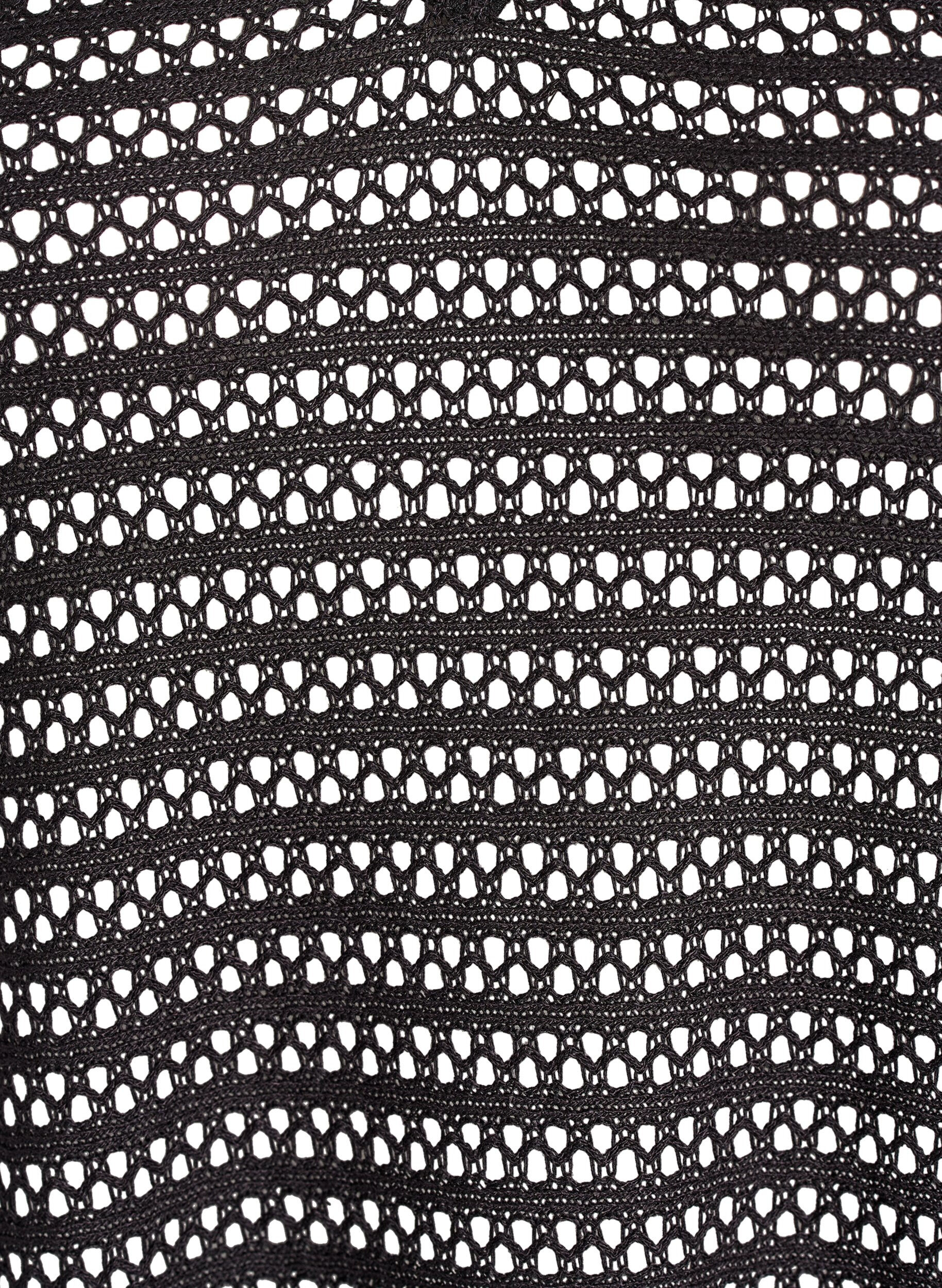 Zizzi Robe de plage sans manches avec broderie ajour&eacute;e et fentes sur les c&ocirc;t&eacute;s, Noir, Packshot image number 2