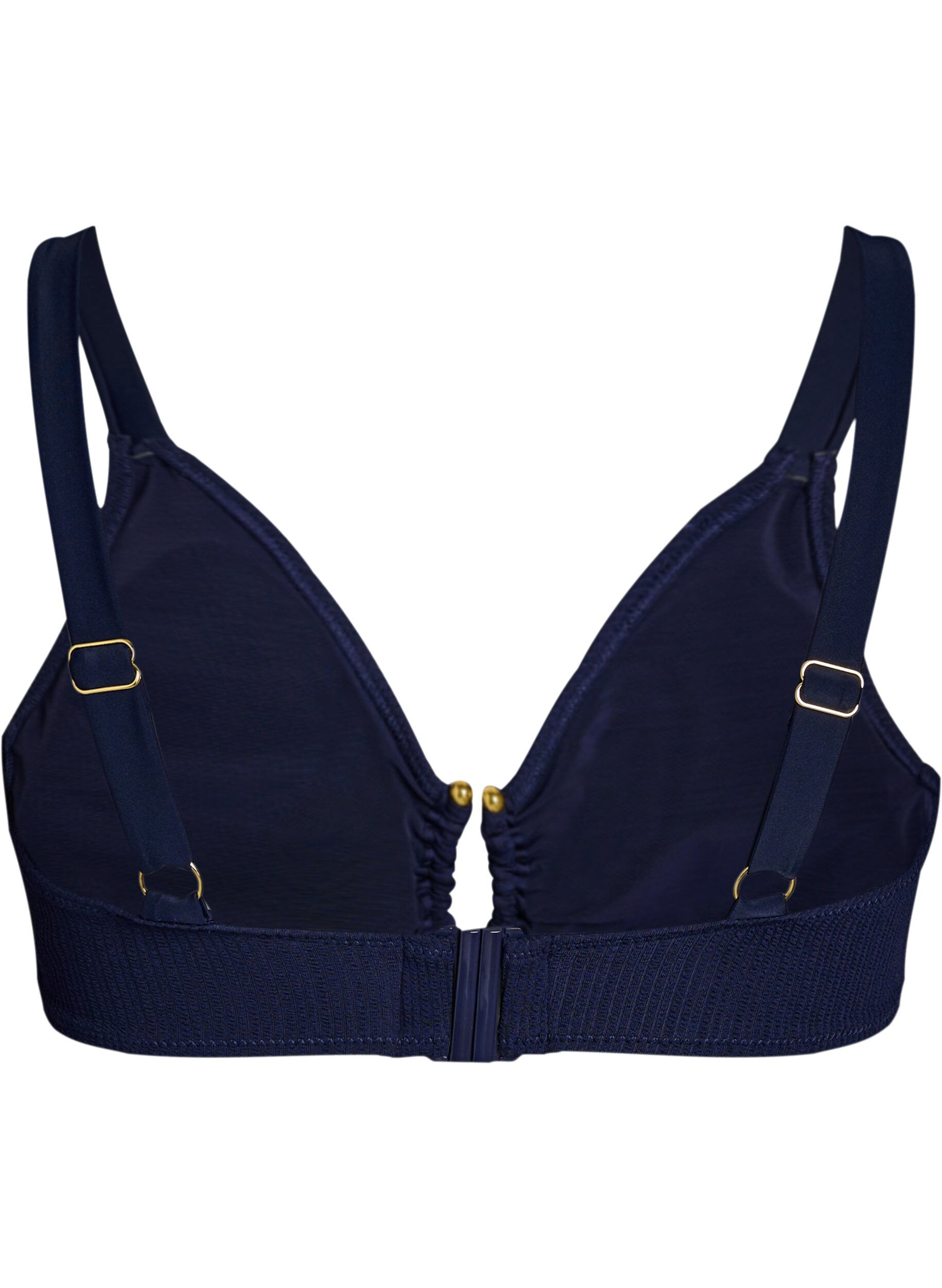 Zizzi Strukturiertes Bikini Top mit Golddetail, Blau, Packshot image number 1