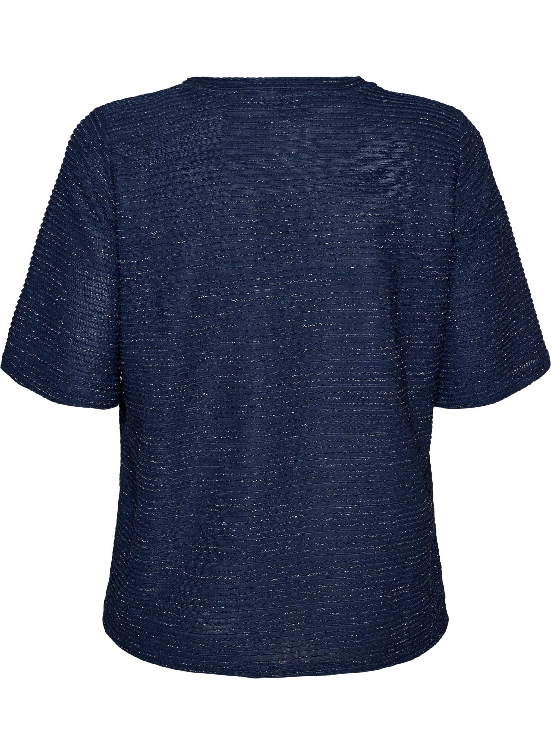 ZizziBluse mit Struktur und Glitzer, Blau, Packshot image number 1