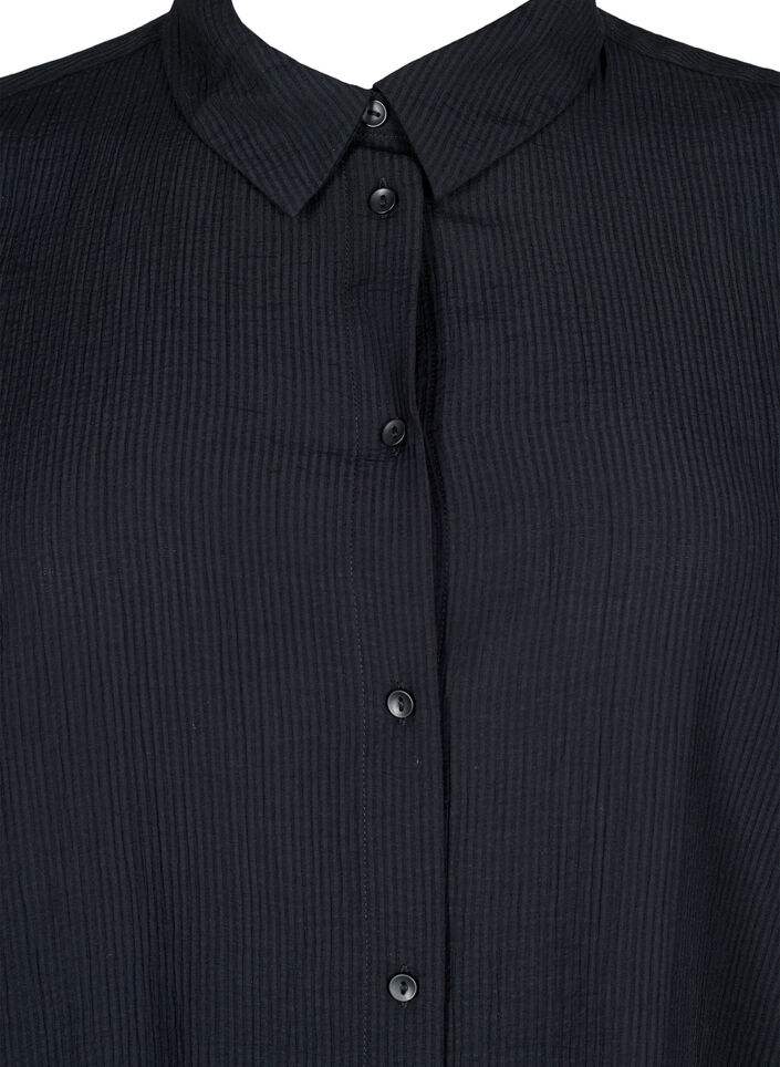 Chemise à texture rayée, Noir, Packshot image number 2