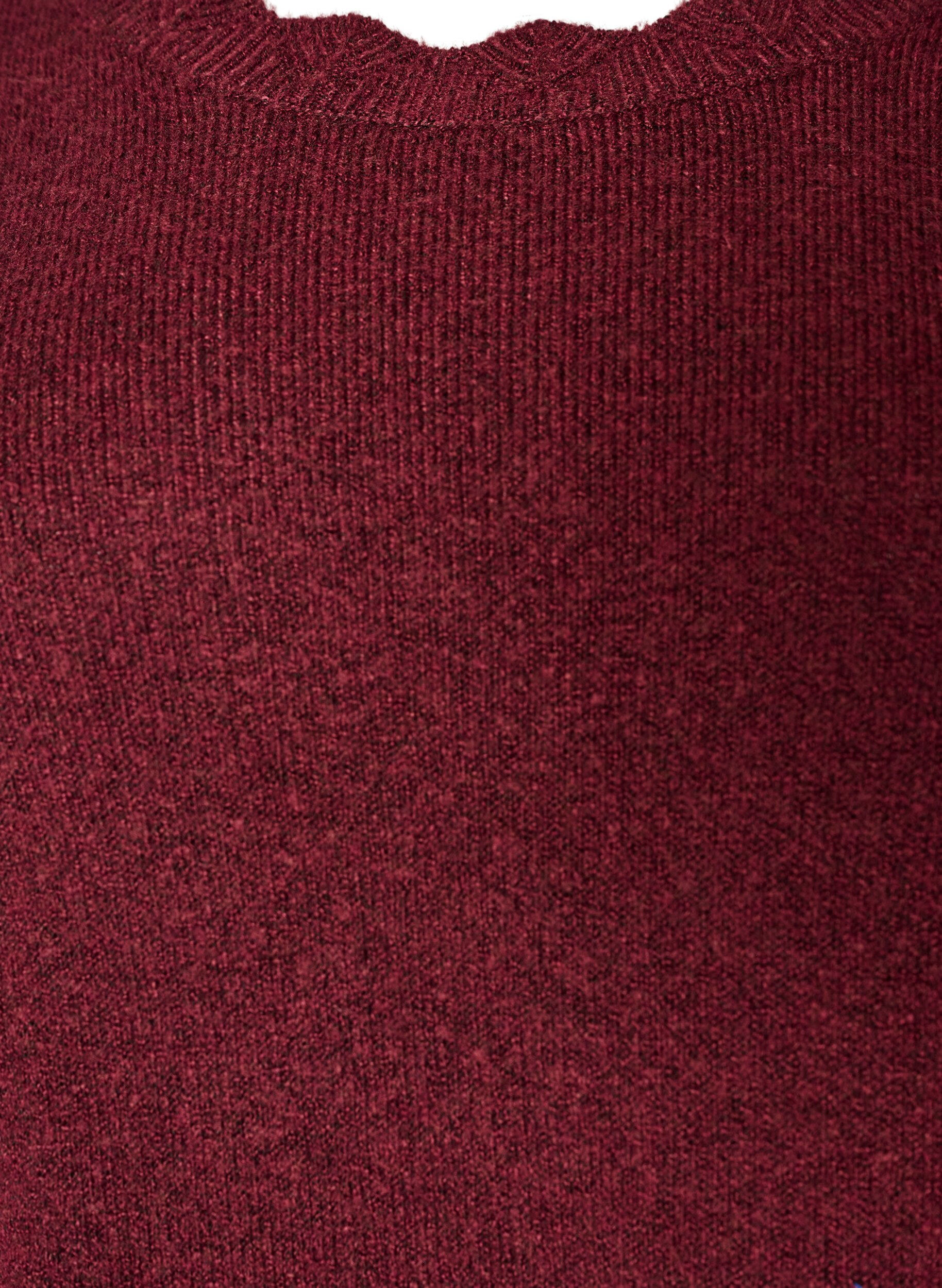 ZizziRobe courte en maille avec ourlet ondul&eacute; et fentes, Bordeaux, Packshot image number 2