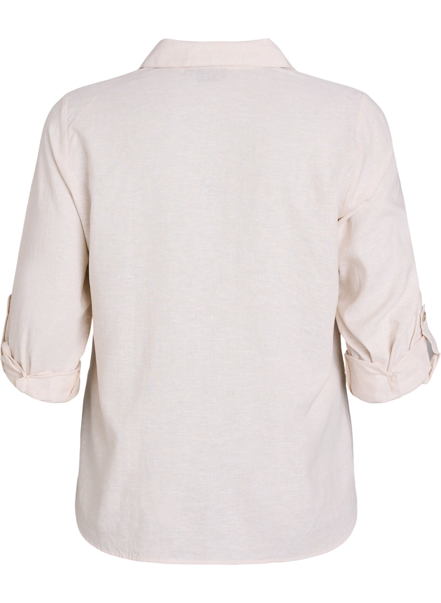 Zizzi Bluse aus Leinen und Viskose mit 3/4-&Auml;rmeln, Beige, Packshot image number 1